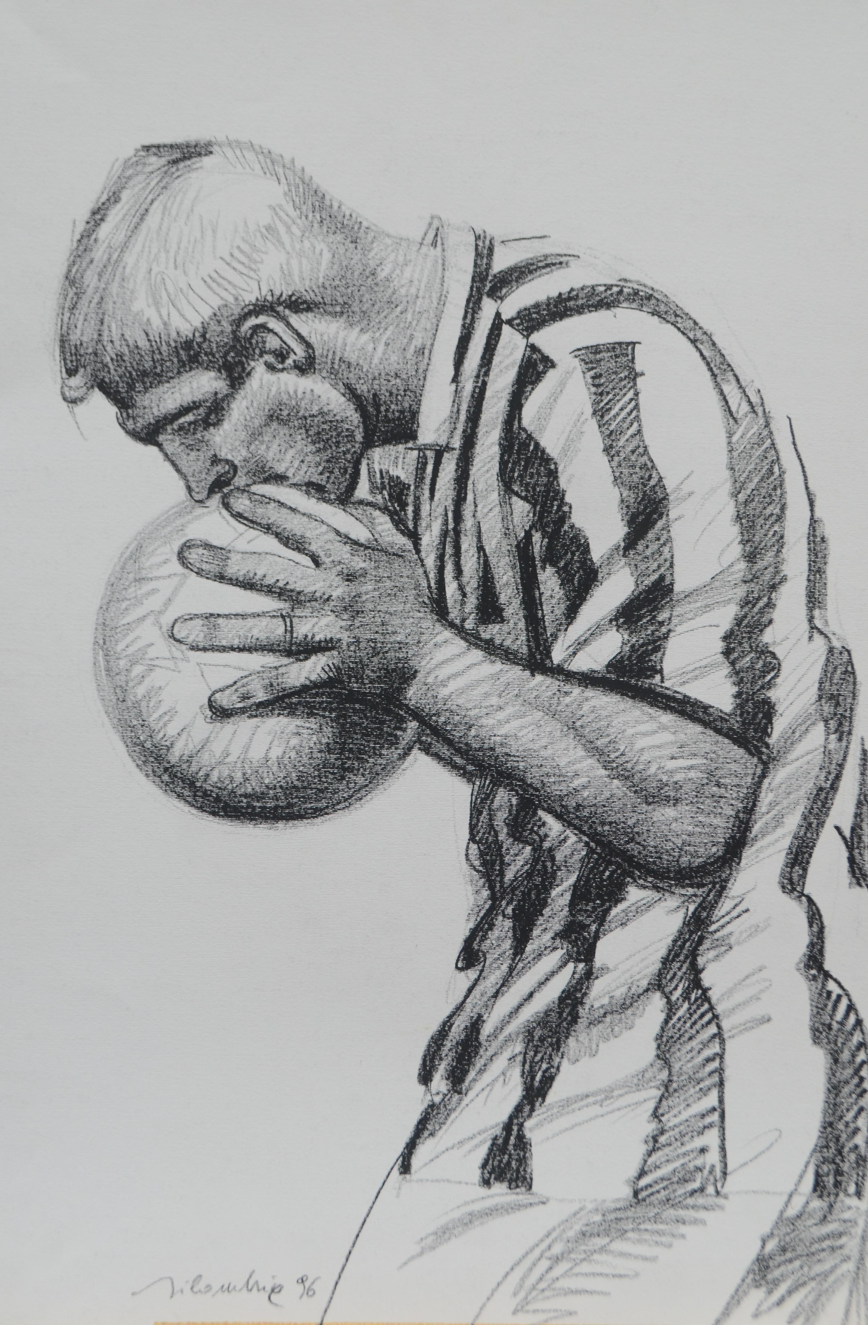 Juventus Football Player, UEFA Champions League Triumph, 1996. Cm 72 x 50