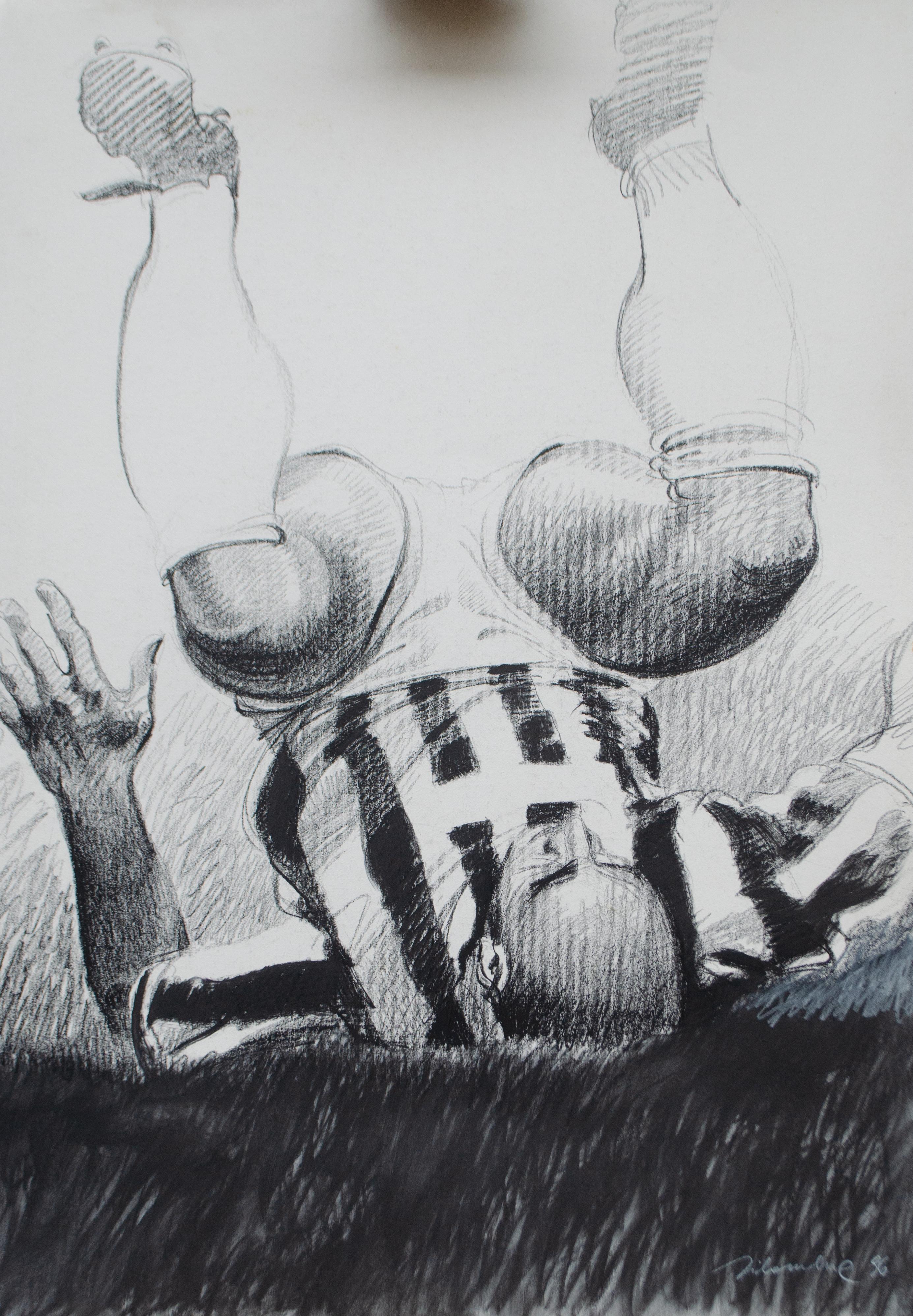 Jugador de fútbol de la Juventus, final de la Liga de Campeones contra el Ajax, 1996 - 101 x 72 cm