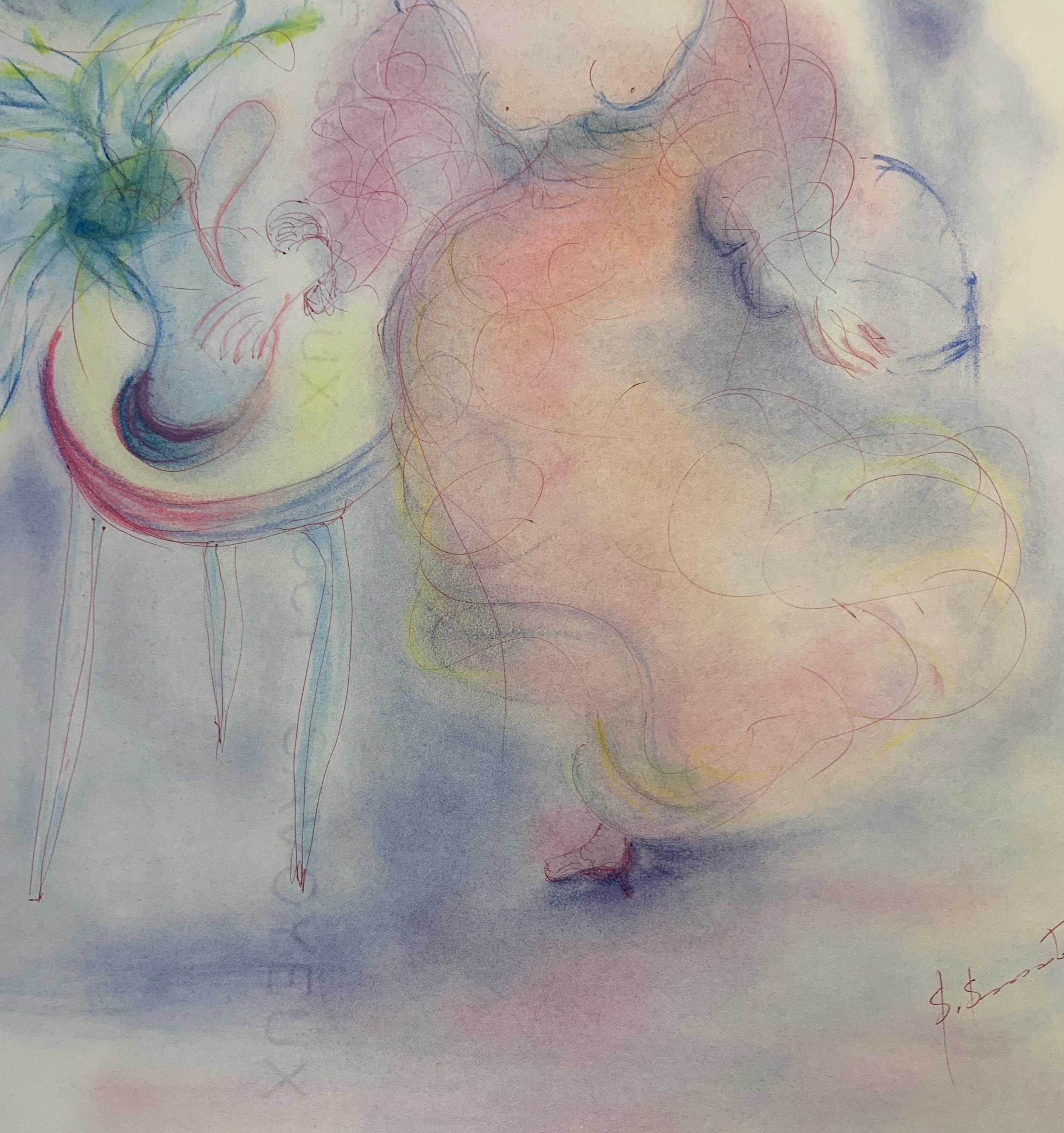Antonio Monasterio - Mujer con sombrero grande y mesa con jarrón. Nº 2 en venta 6