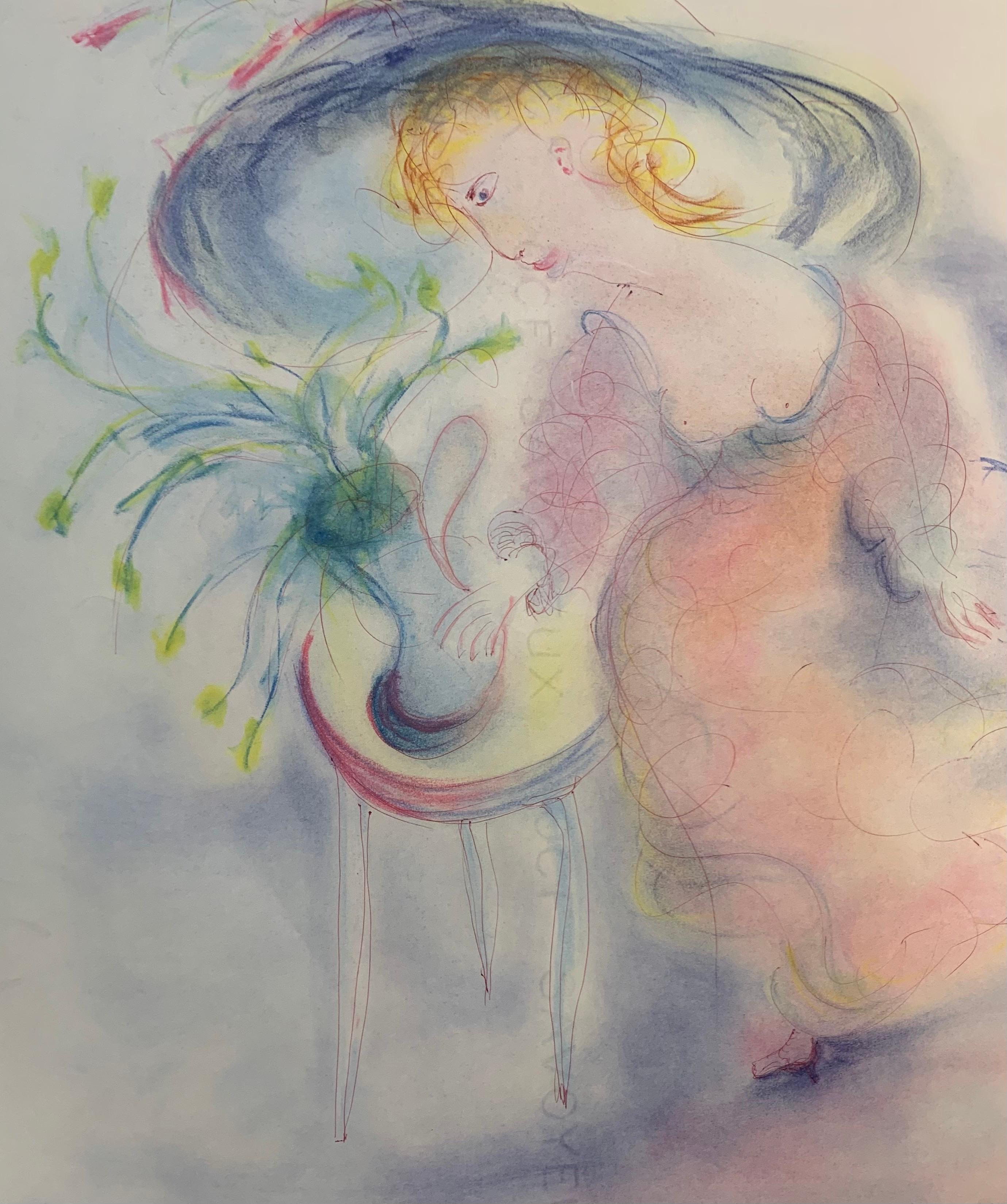 Antonio Monasterio - Mujer con sombrero grande y mesa con jarrón. Nº 2 en venta 8
