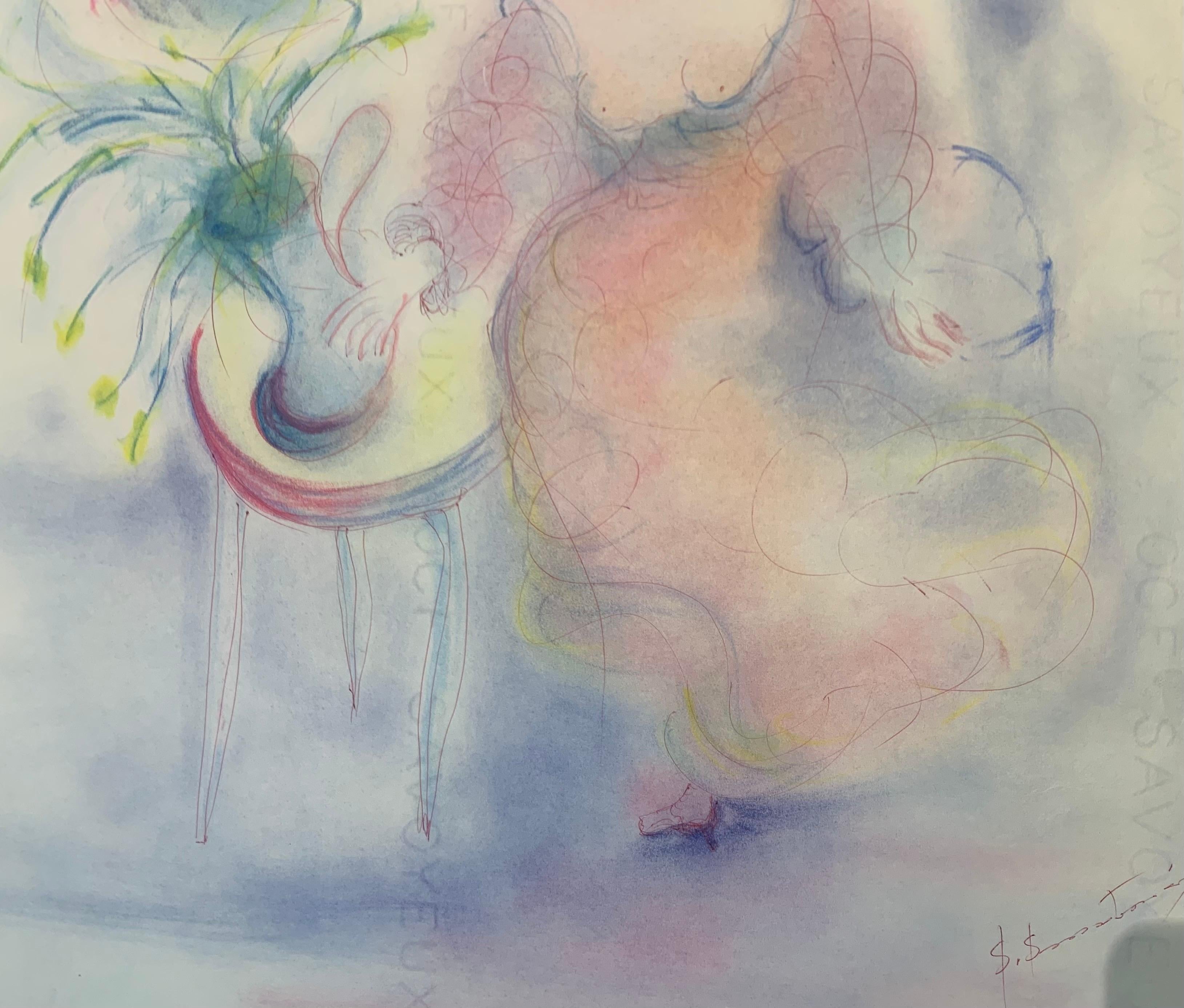 Antonio Monasterio - Mujer con sombrero grande y mesa con jarrón. Nº 2 en venta 9