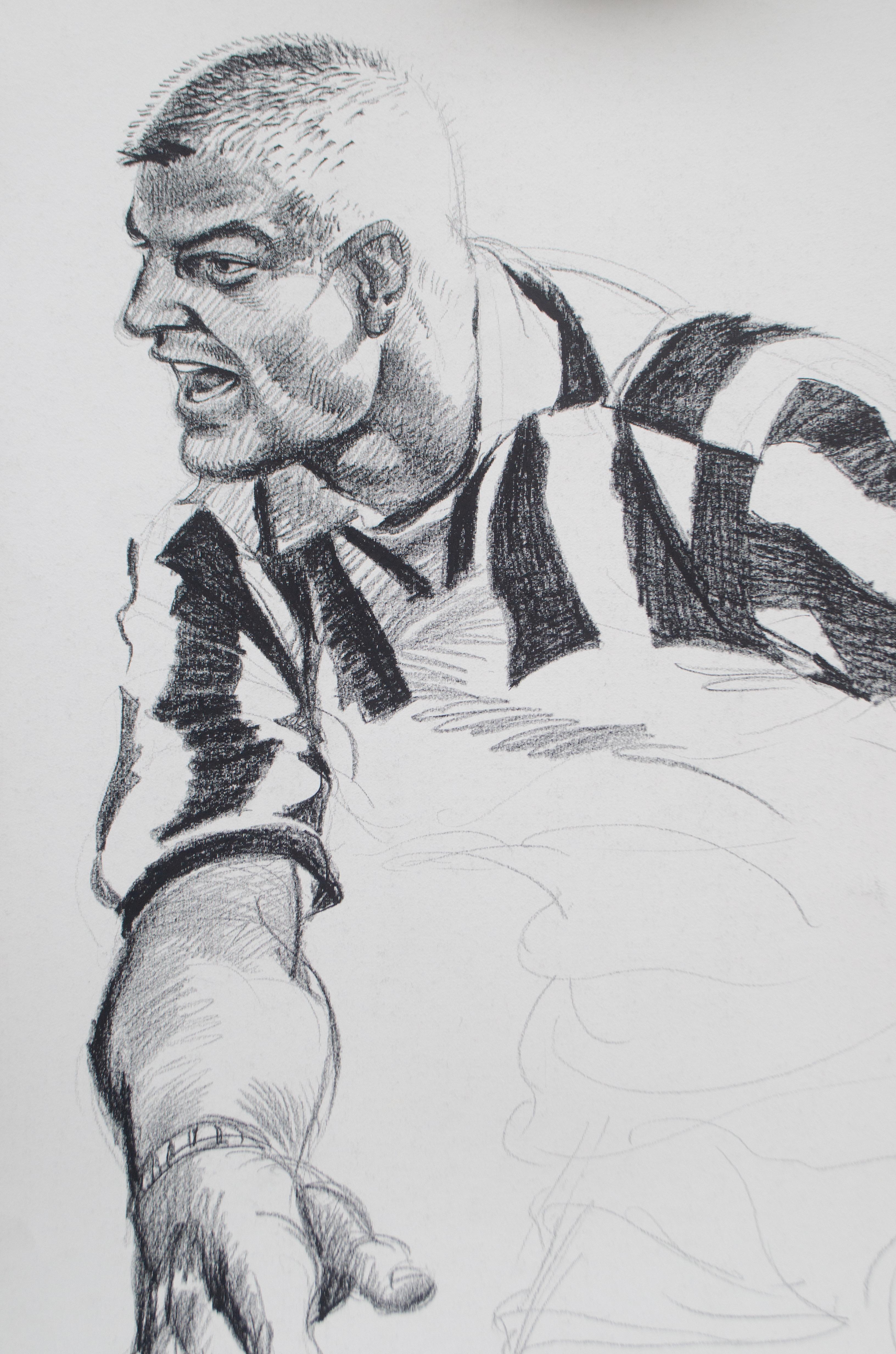 Marco Silombria  Portrait – Juventus Fußballspieler, UEFA Champions League Final. 1996. Cm 101 x 72 cm