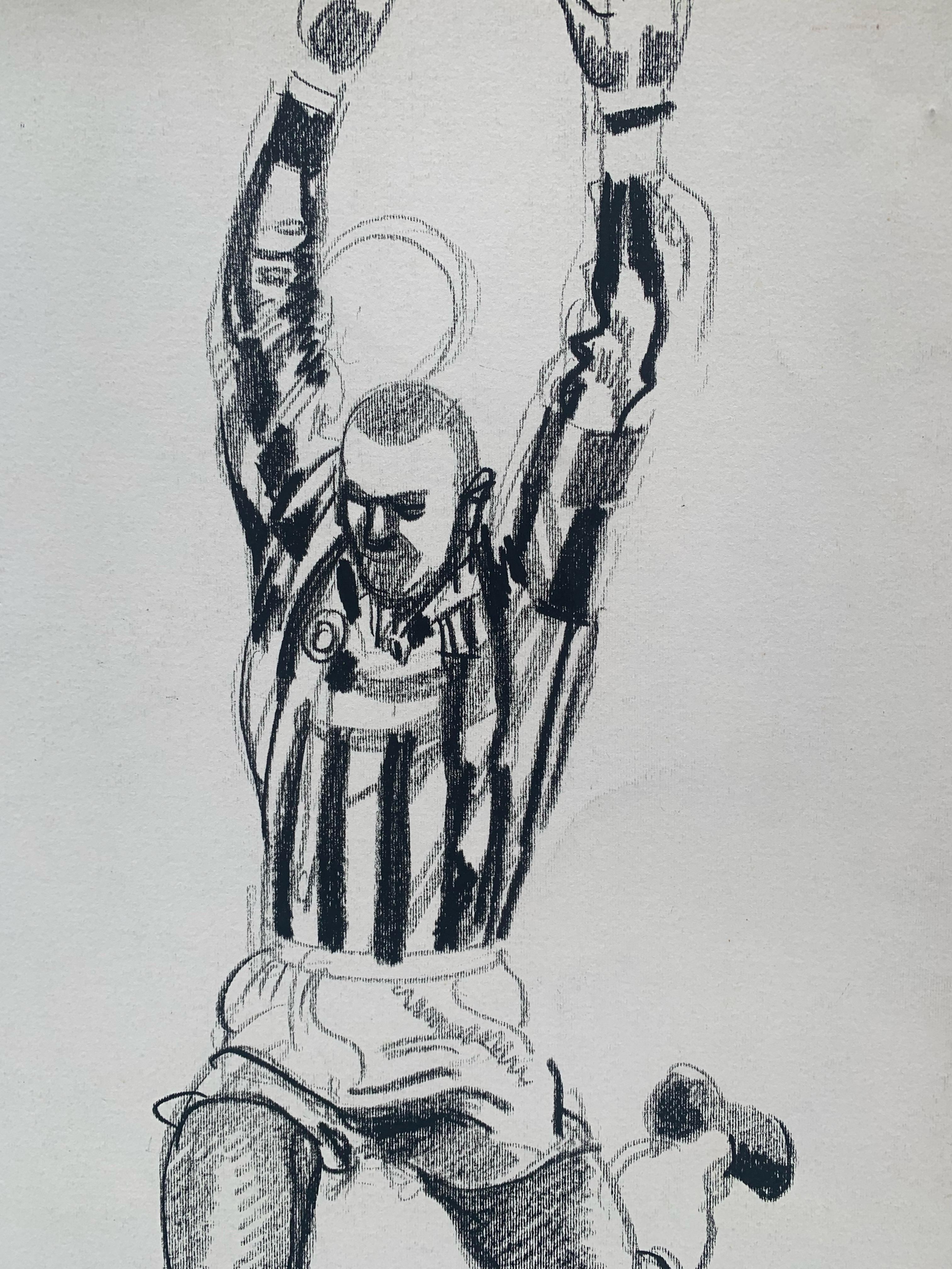 Chute acrobatique d'un joueur de la Juventus - UEFA Champions League 1995-96 - Art de Silombria Marco