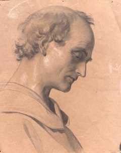 Estudio escolar italiano para la cabeza de un santo. Estudio de Enrico Reffo (1831-1917)