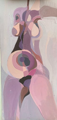 Geometric Female Nude in Pink and Mauve – circa 1970