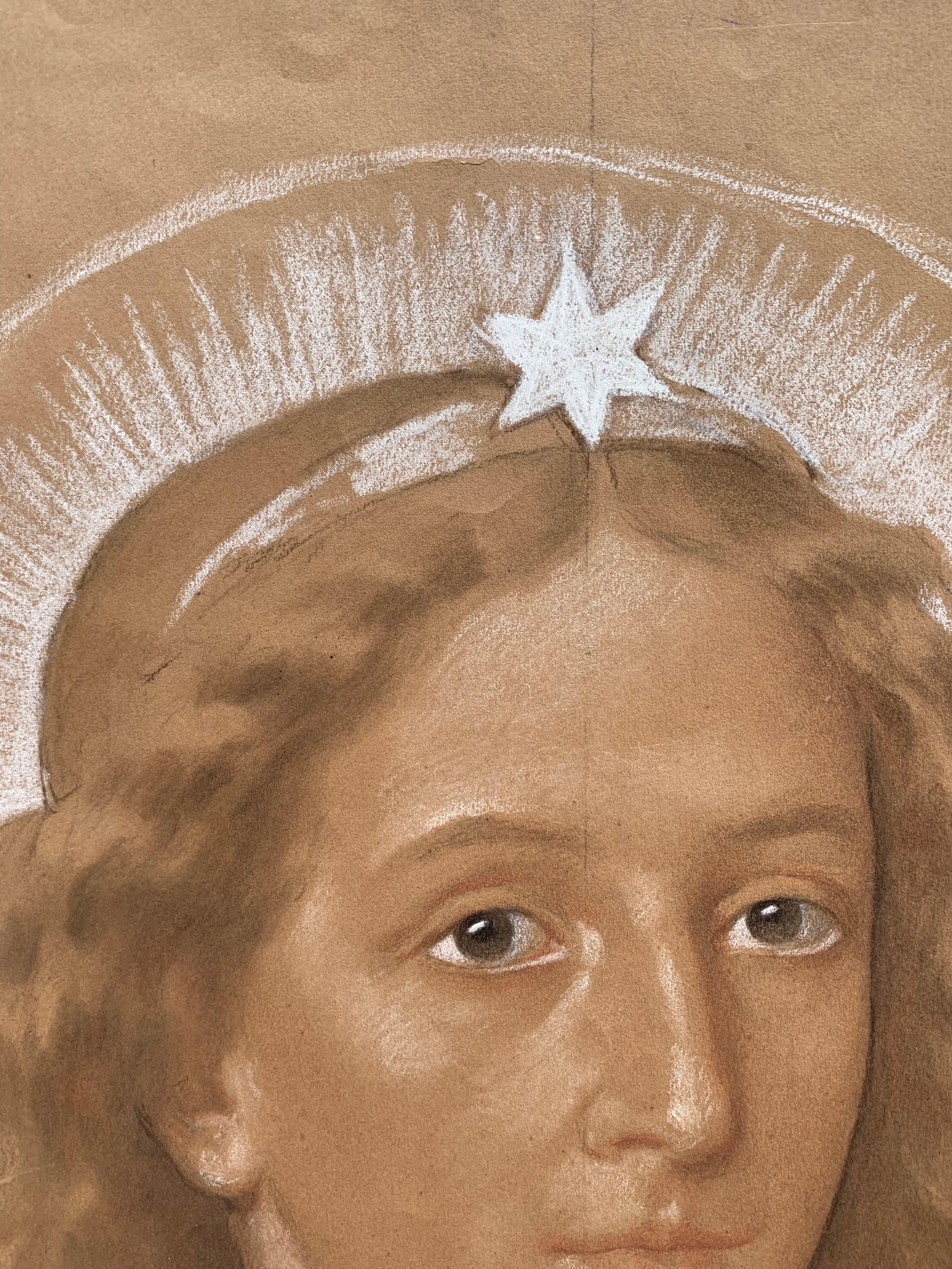 Erzengel Gabriel. Vorbereitendes Studium. Signiert von Enrico Reffo (64 x 49 cm) im Angebot 4