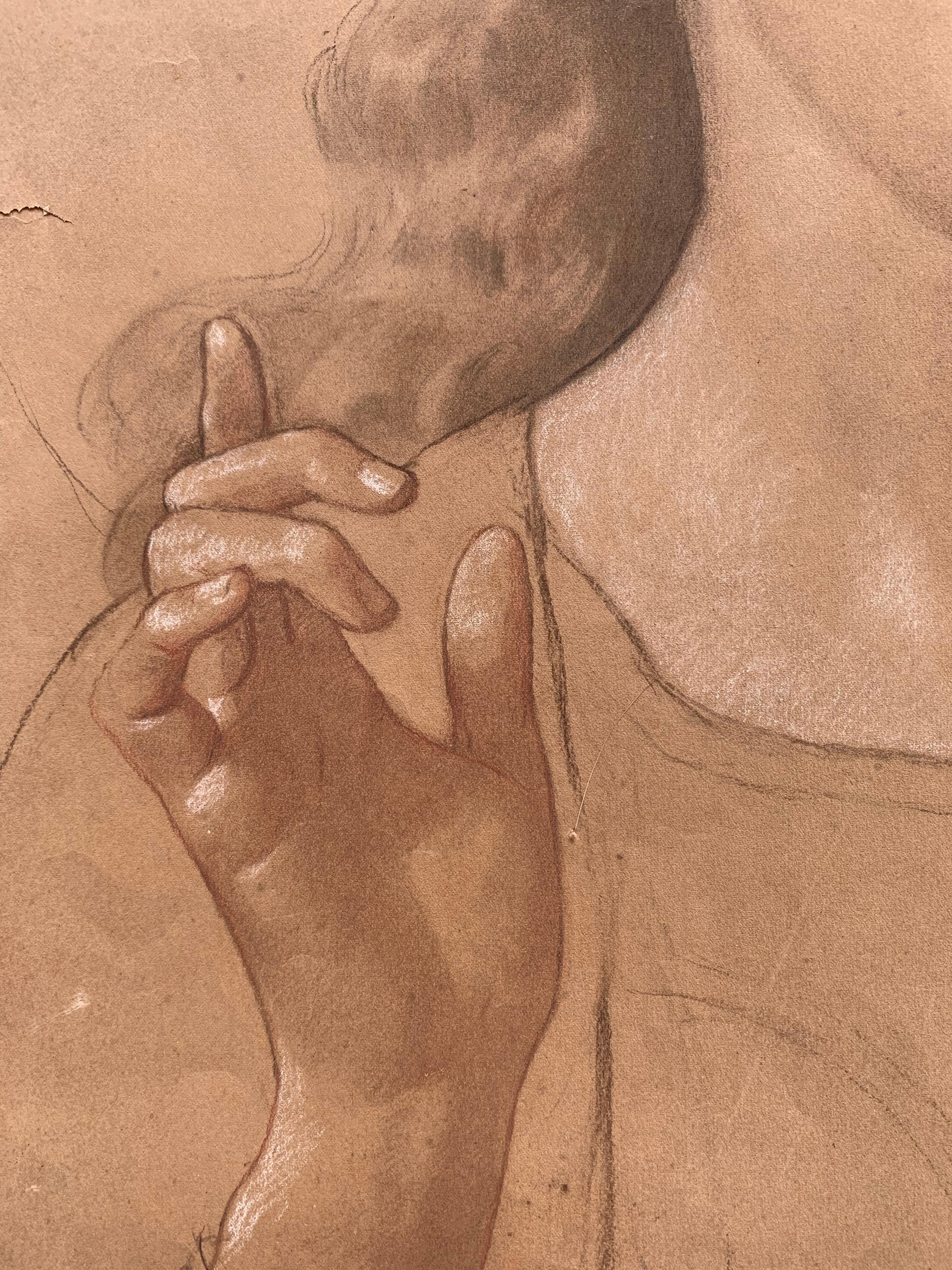 Erzengel Gabriel. Vorbereitendes Studium. Signiert von Enrico Reffo (64 x 49 cm) im Angebot 5