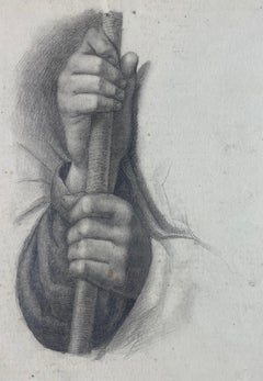 Academic Study of Hands Holding a Staff, Tuscan School, 32 × 23 cm