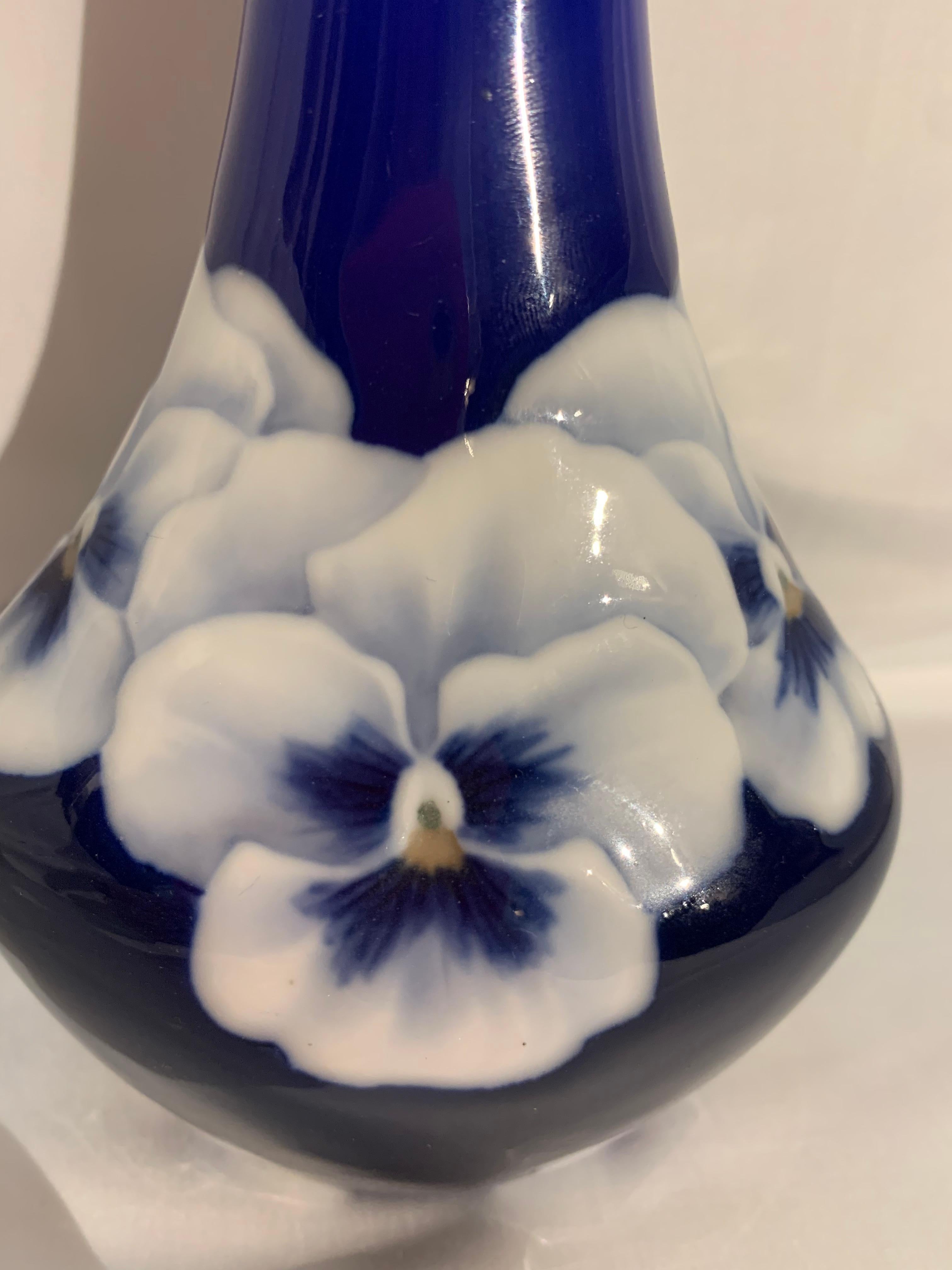 Bing & Grøndahl Art Nouveau Vase with Pansy. Circa 1900 5