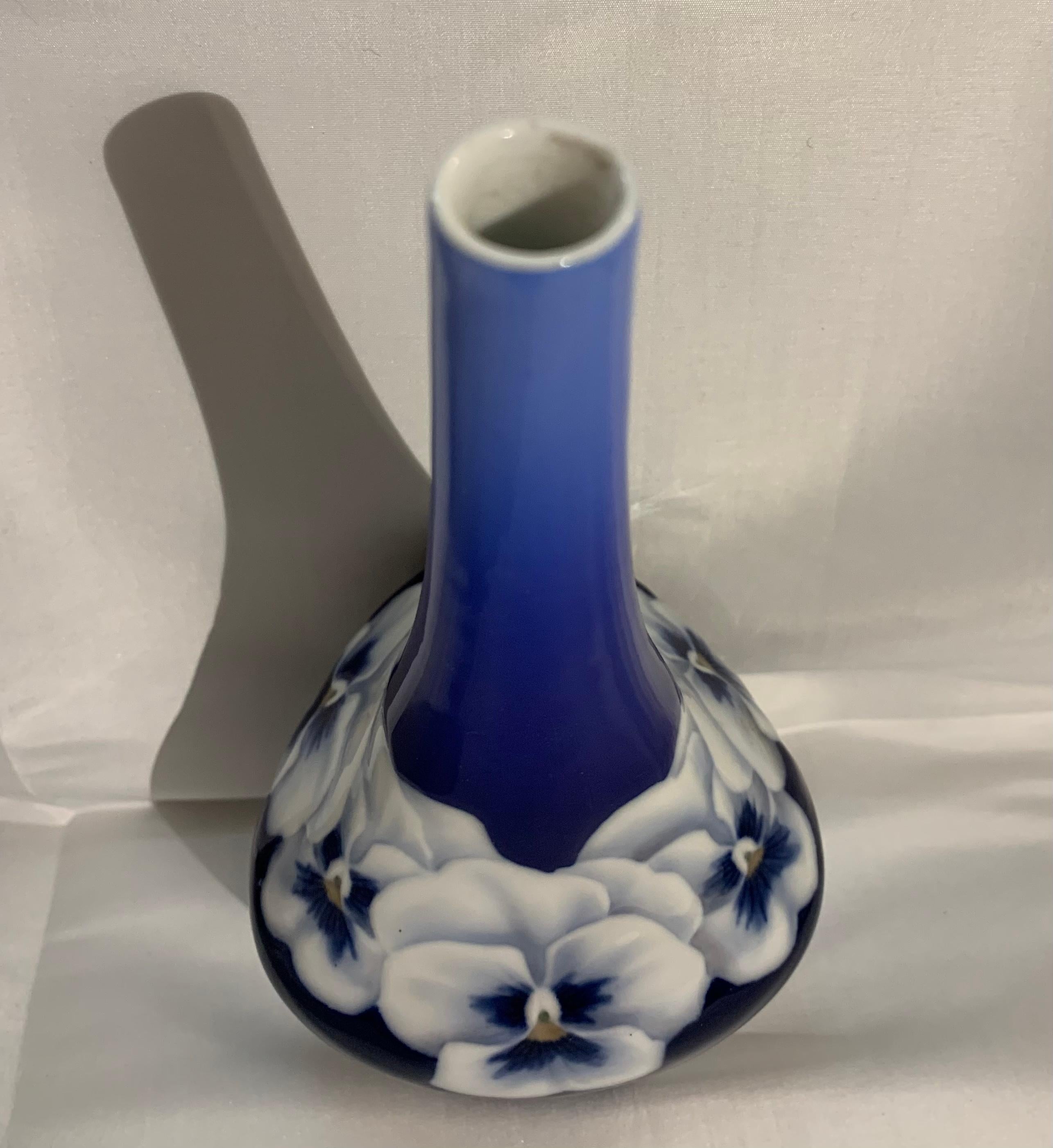 Bing & Grøndahl Art Nouveau Vase with Pansy. Circa 1900 3