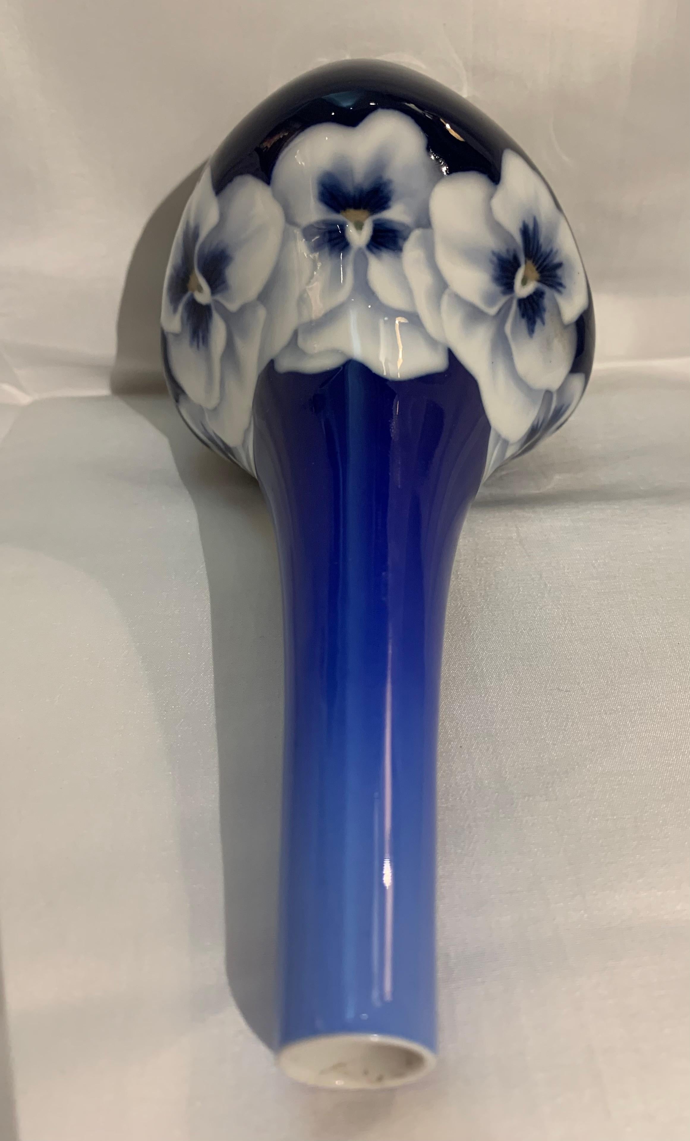 Bing & Grøndahl Art Nouveau Vase with Pansy. Circa 1900 2