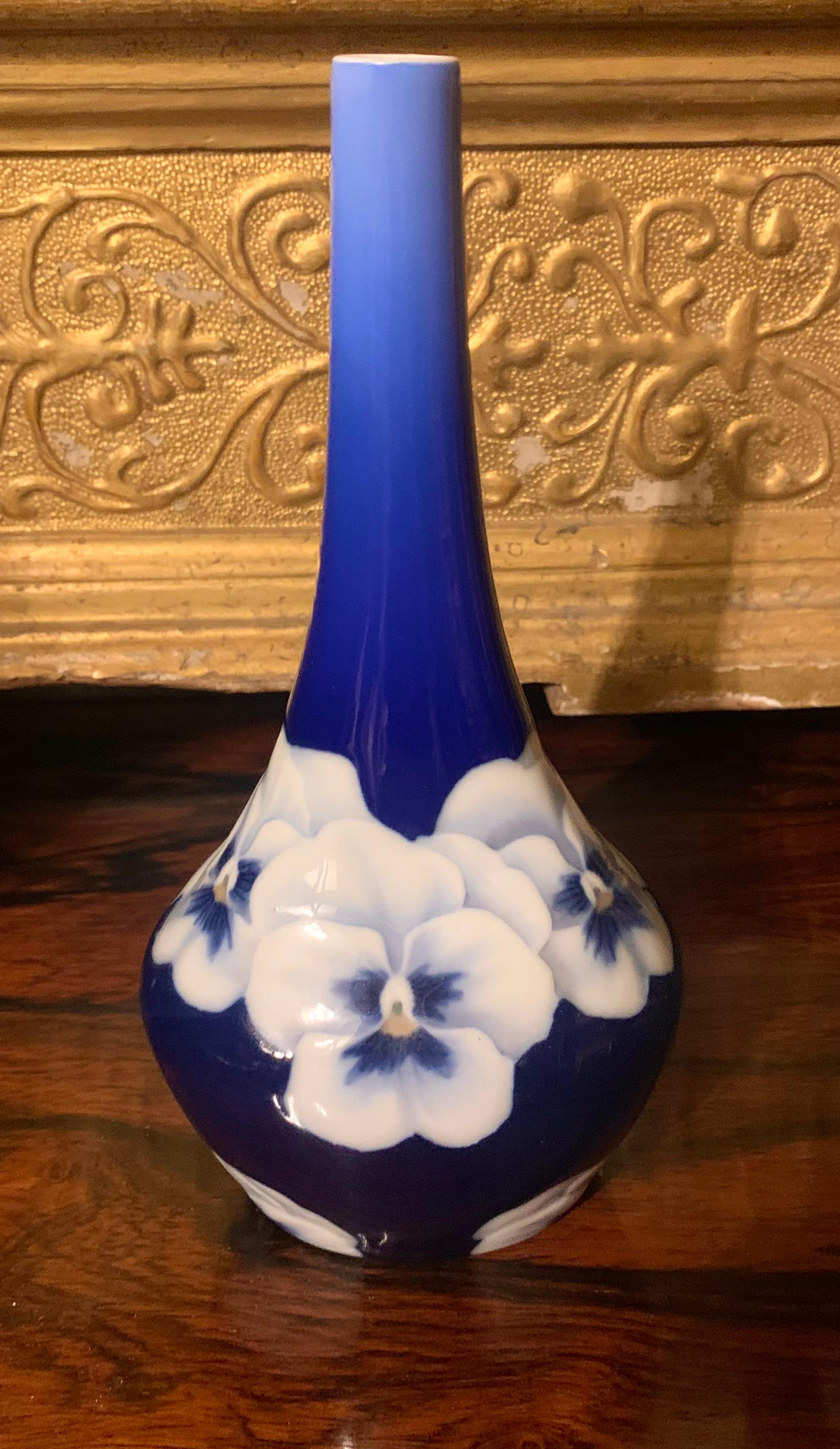 Bing & Grøndahl Art Nouveau Vase with Pansy. Circa 1900 7