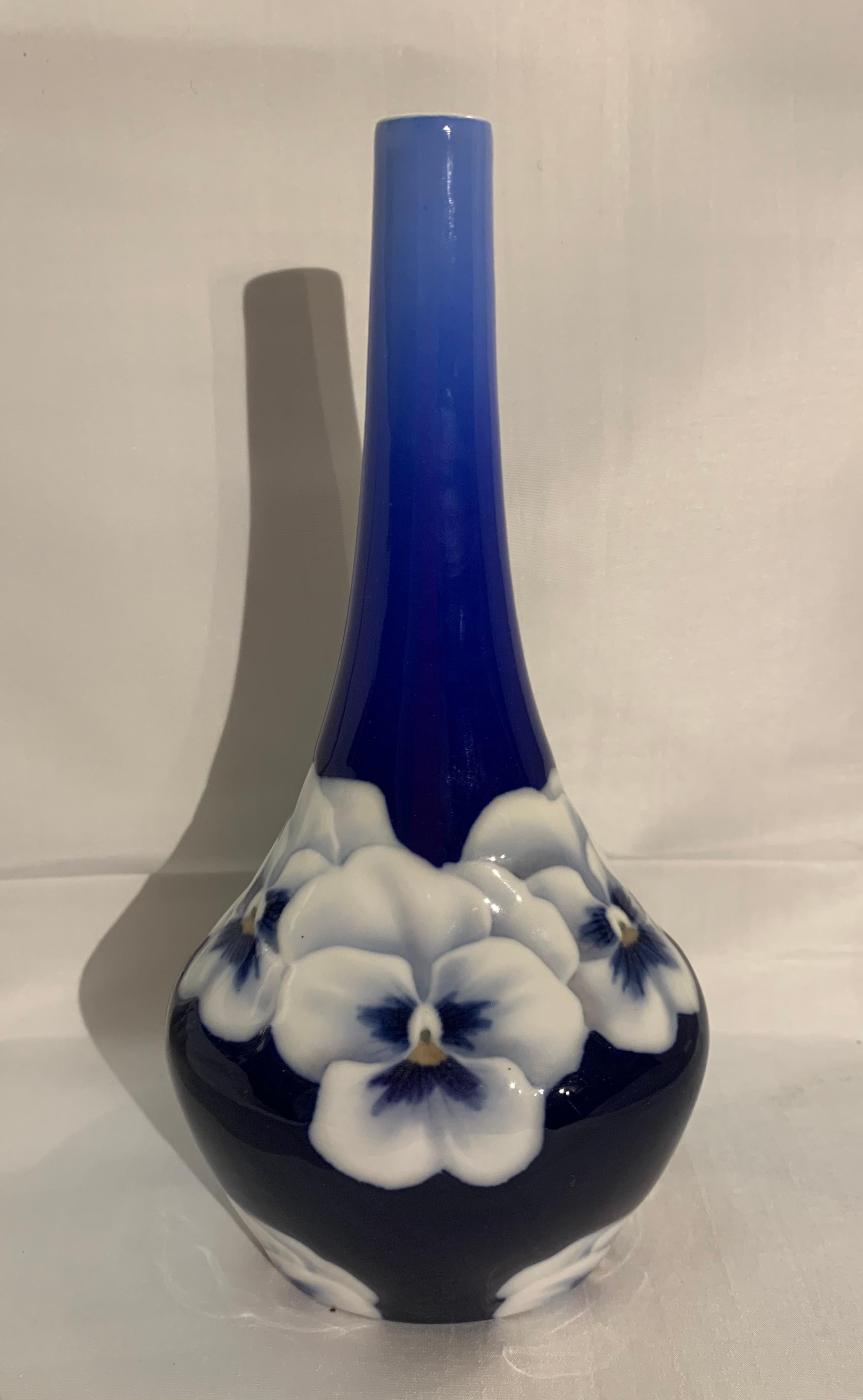 Bing & Grøndahl Art Nouveau Vase with Pansy. Circa 1900 9