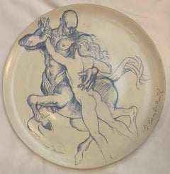 Italian Pop-Art ceramic "Dancing with Centaur”. Unique piece 