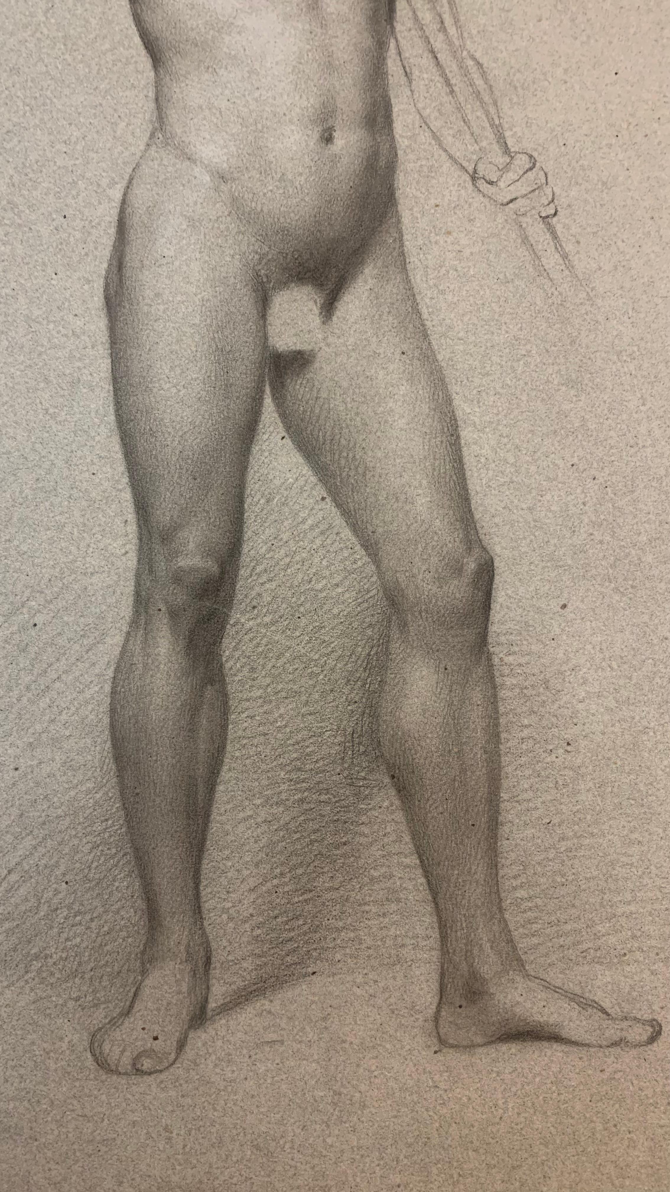 Accademic Study of Male Nude Soldier with Spear.  XIX Century 8