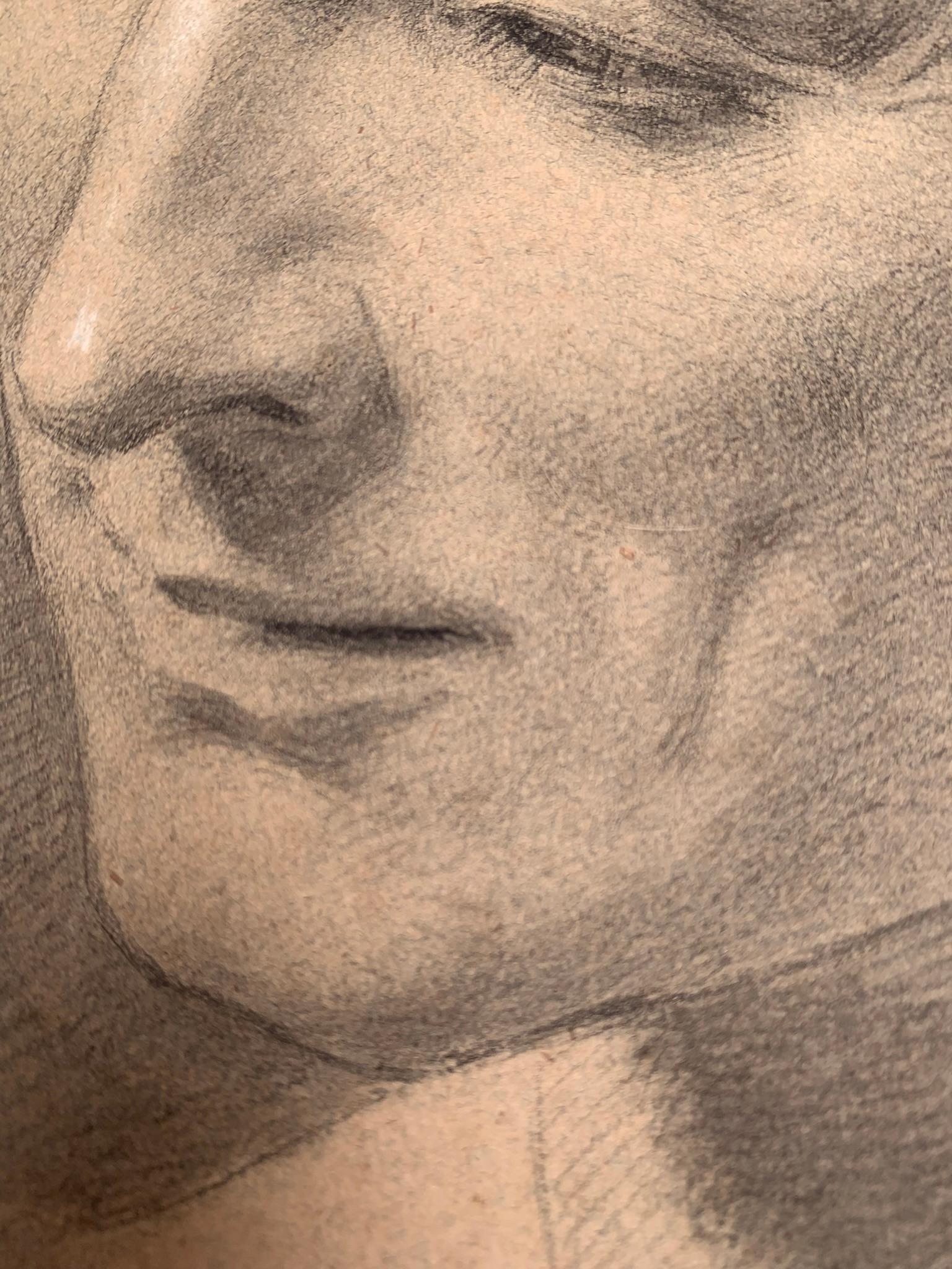Academic Drawing Study For A Character's Head. XIX Century. 2