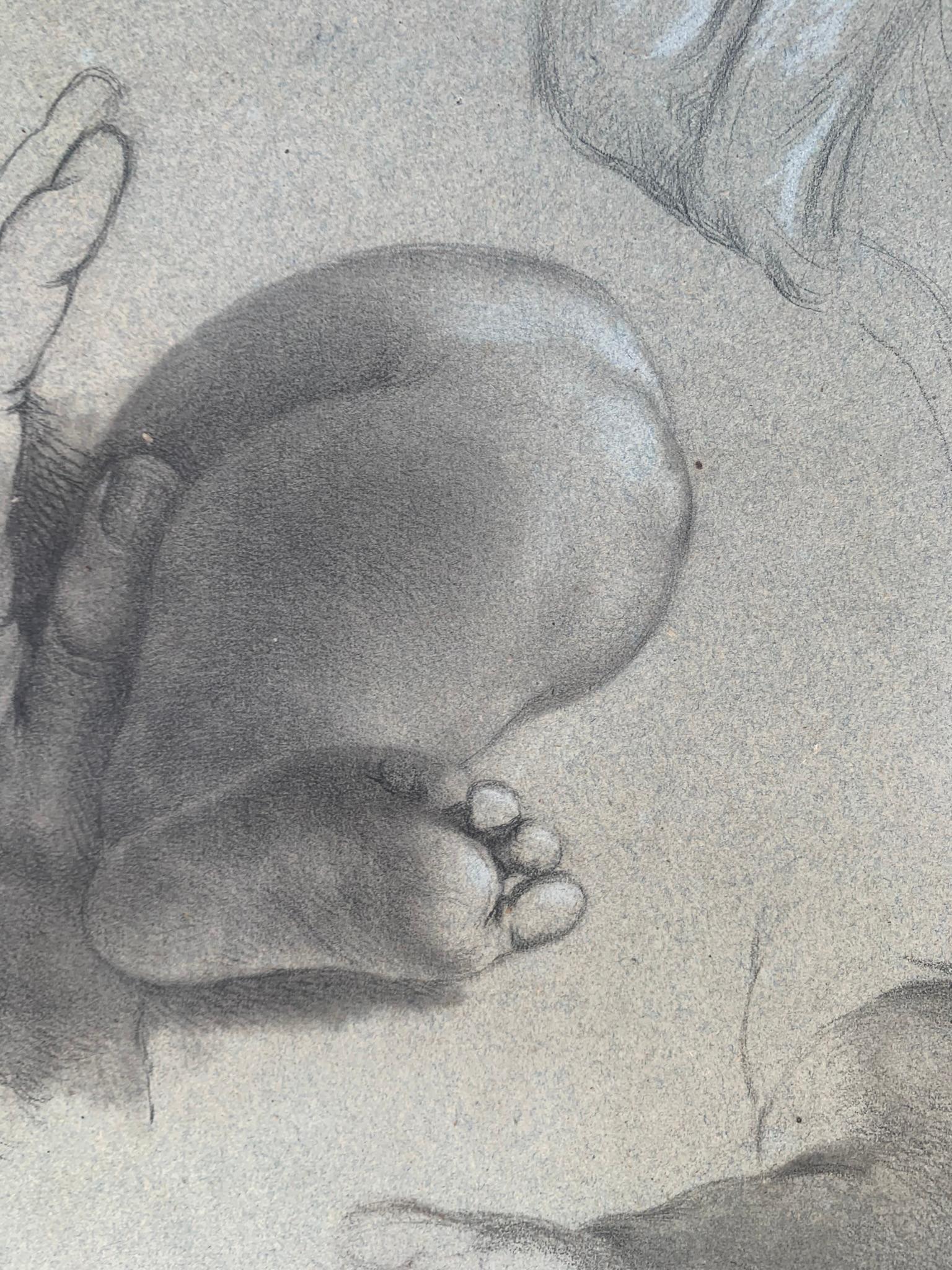 Academic study of hands and child's feet. 19th century.  6