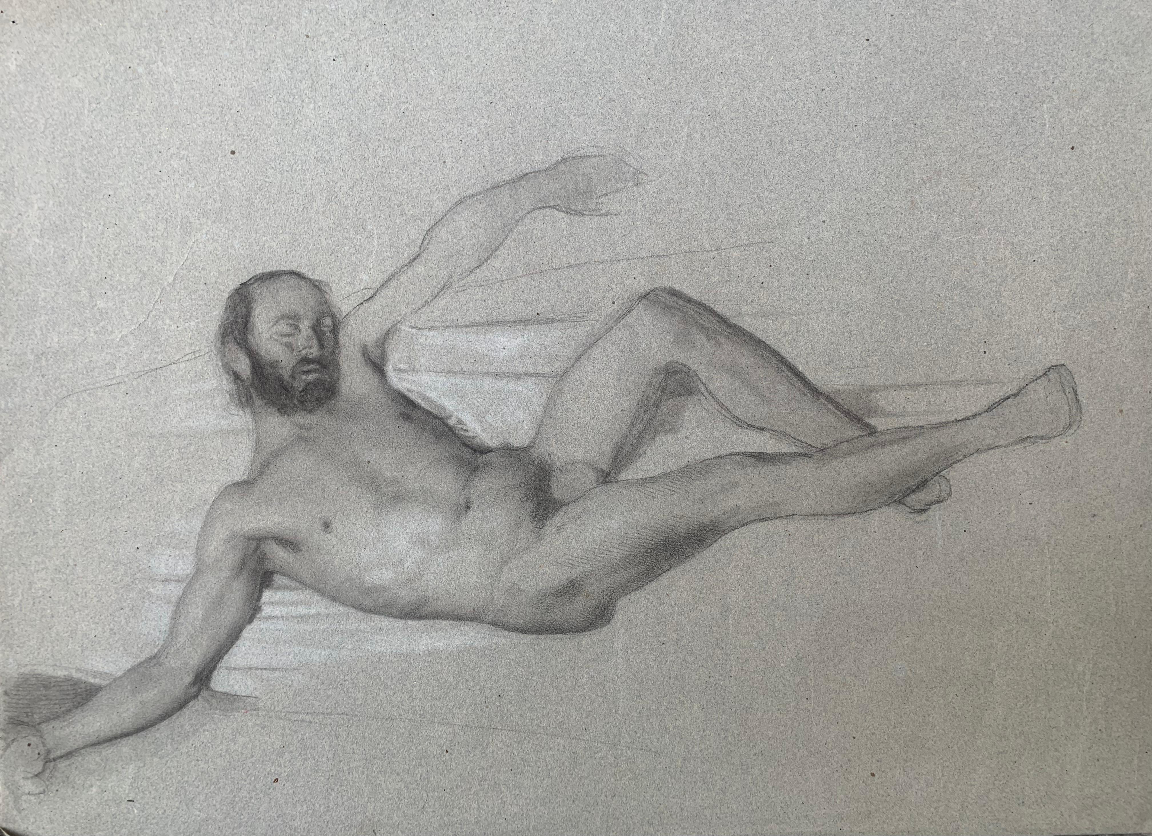 Nudo maschile nella posa di un satiro dormiente. XIX secolo im Angebot 1