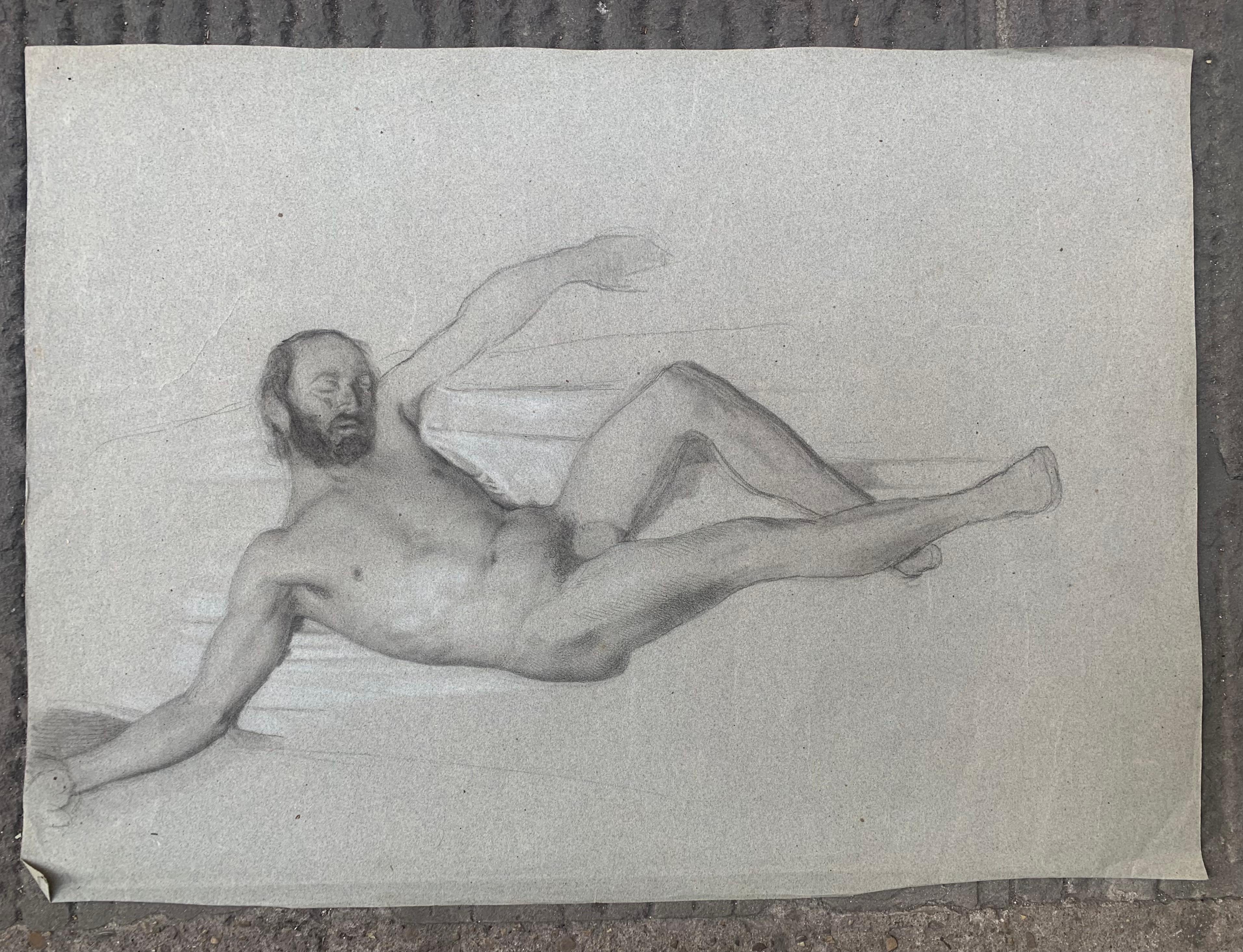Nudo maschile nella posa di un satiro dormiente. XIX secolo im Angebot 6