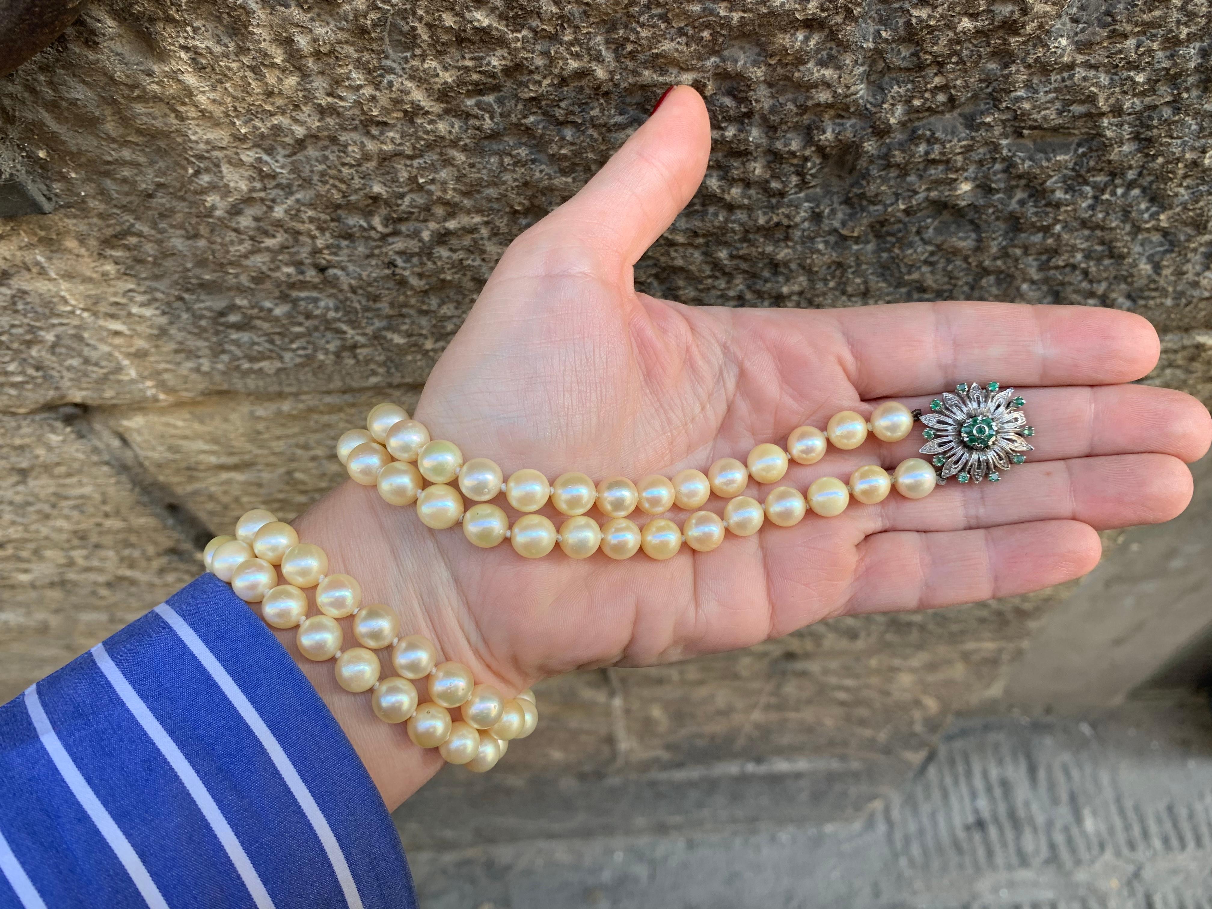 Collana di Perle di mare coltivate.   Anni 1960. Chiusura in oro bianco in vendita 6