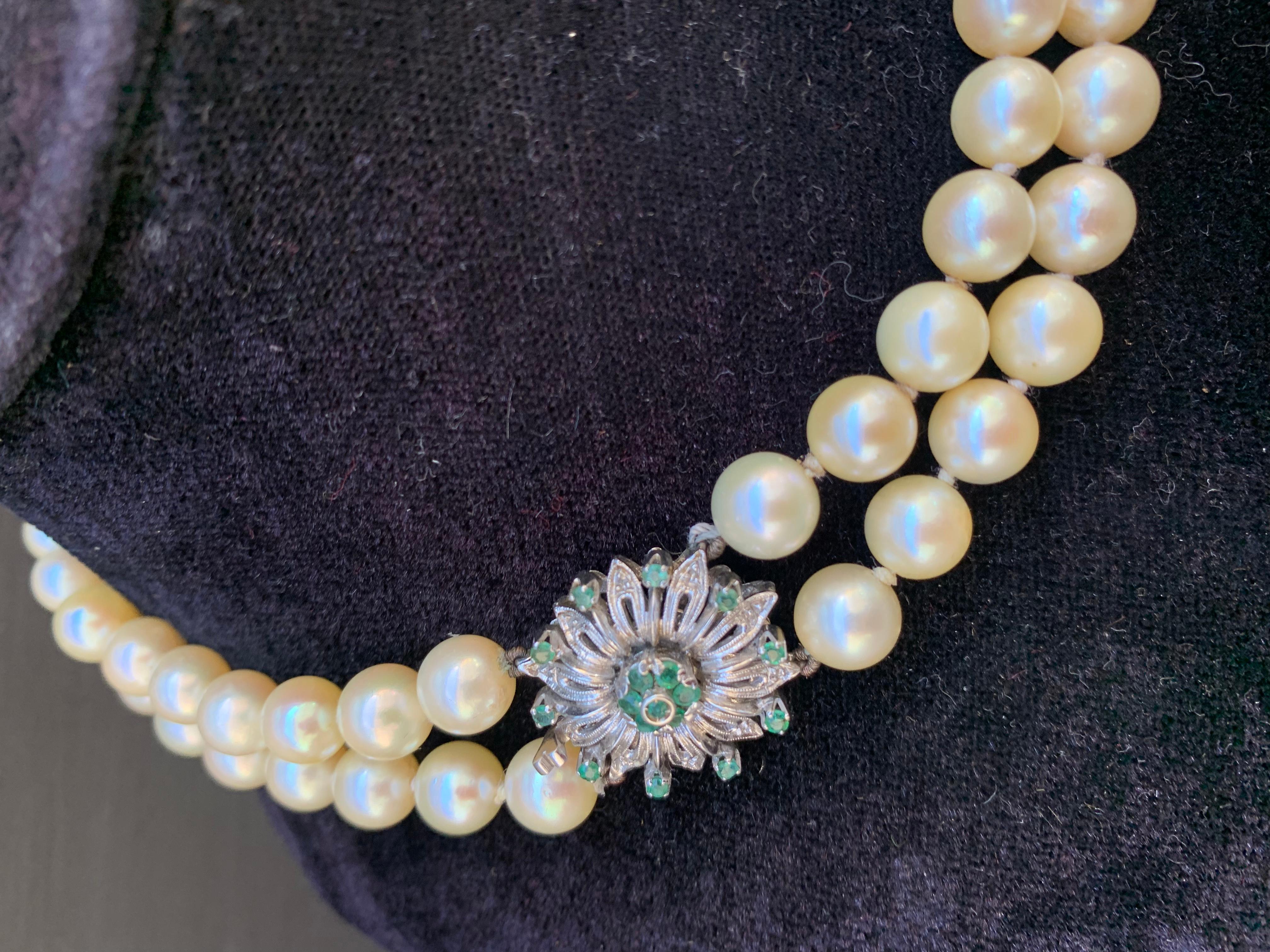 Collana di Perle di Mare cultivate.   Anni 1960. Chiusura in Oro Bianco im Angebot 16