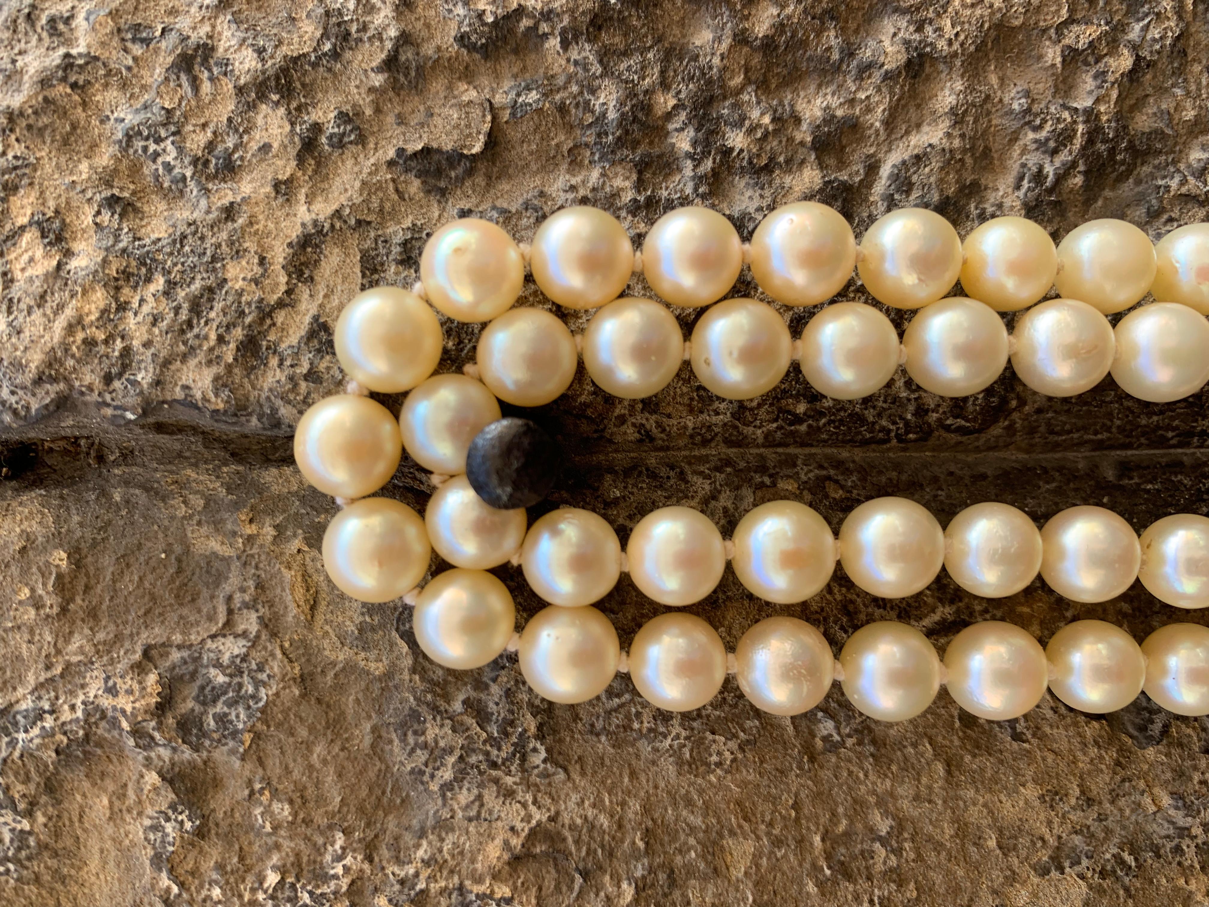 Collana di Perle di Mare cultivate.   Anni 1960. Chiusura in Oro Bianco im Angebot 15