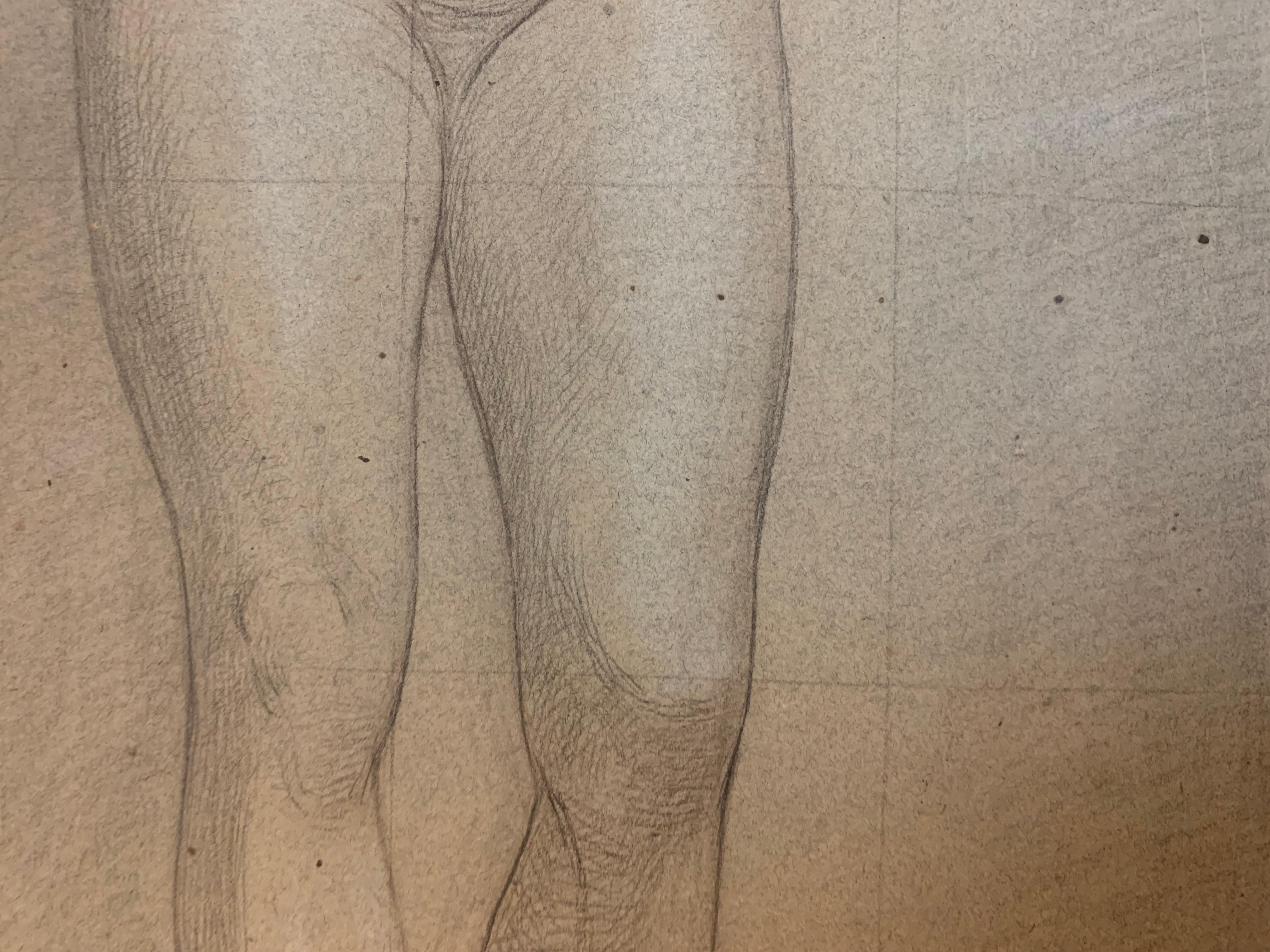 Akademische Zeichnung. Eine große Skizzenstudie einer weiblichen Figur. 19. Jahrhundert. 3