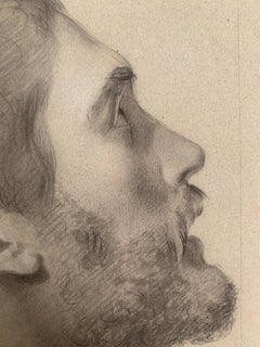 Academic Drawing. Study for a Male Head. 19th century. Italian School.