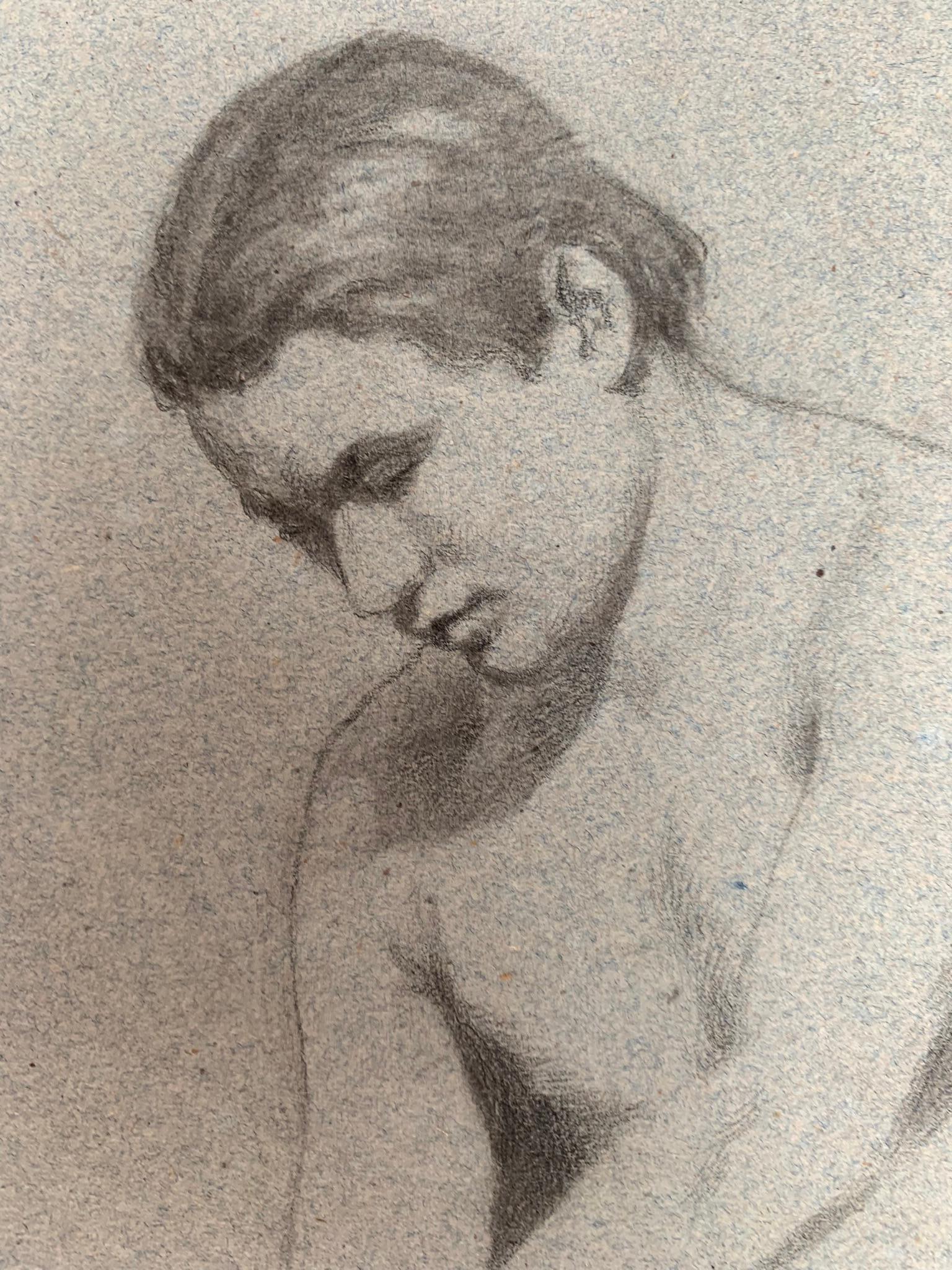 Academic study of male Nude. Two -sided. Sketches on reverce. 19th century For Sale 12