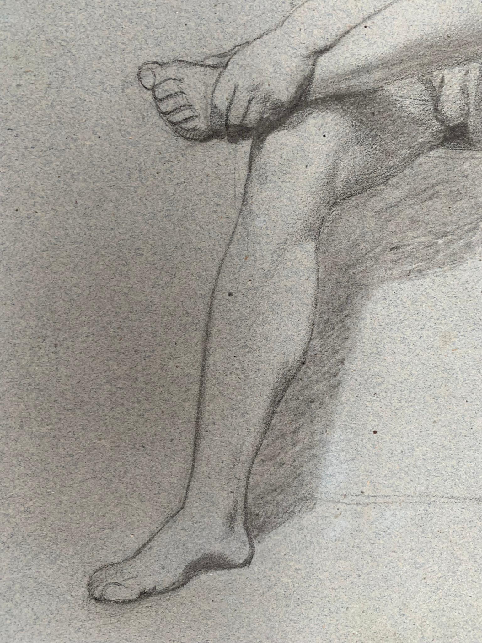 Academic study of male Nude. Two -sided. Sketches on reverce. 19th century For Sale 8