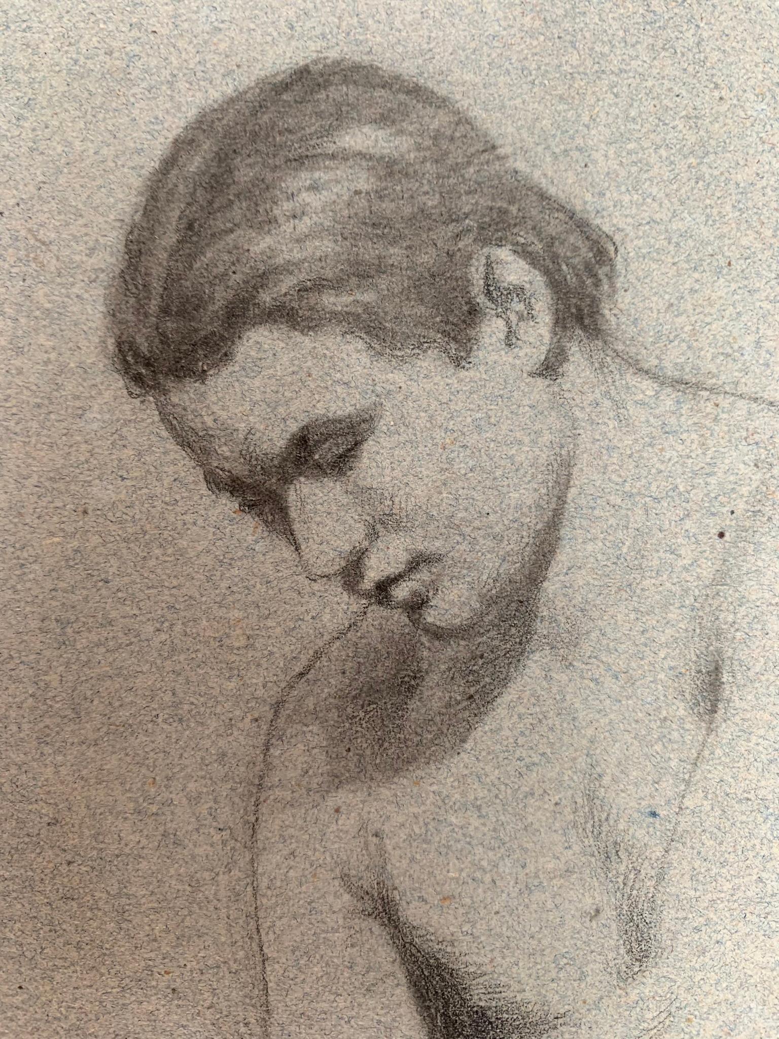 Academic study of male Nude. Two -sided. Sketches on reverce. 19th century For Sale 11