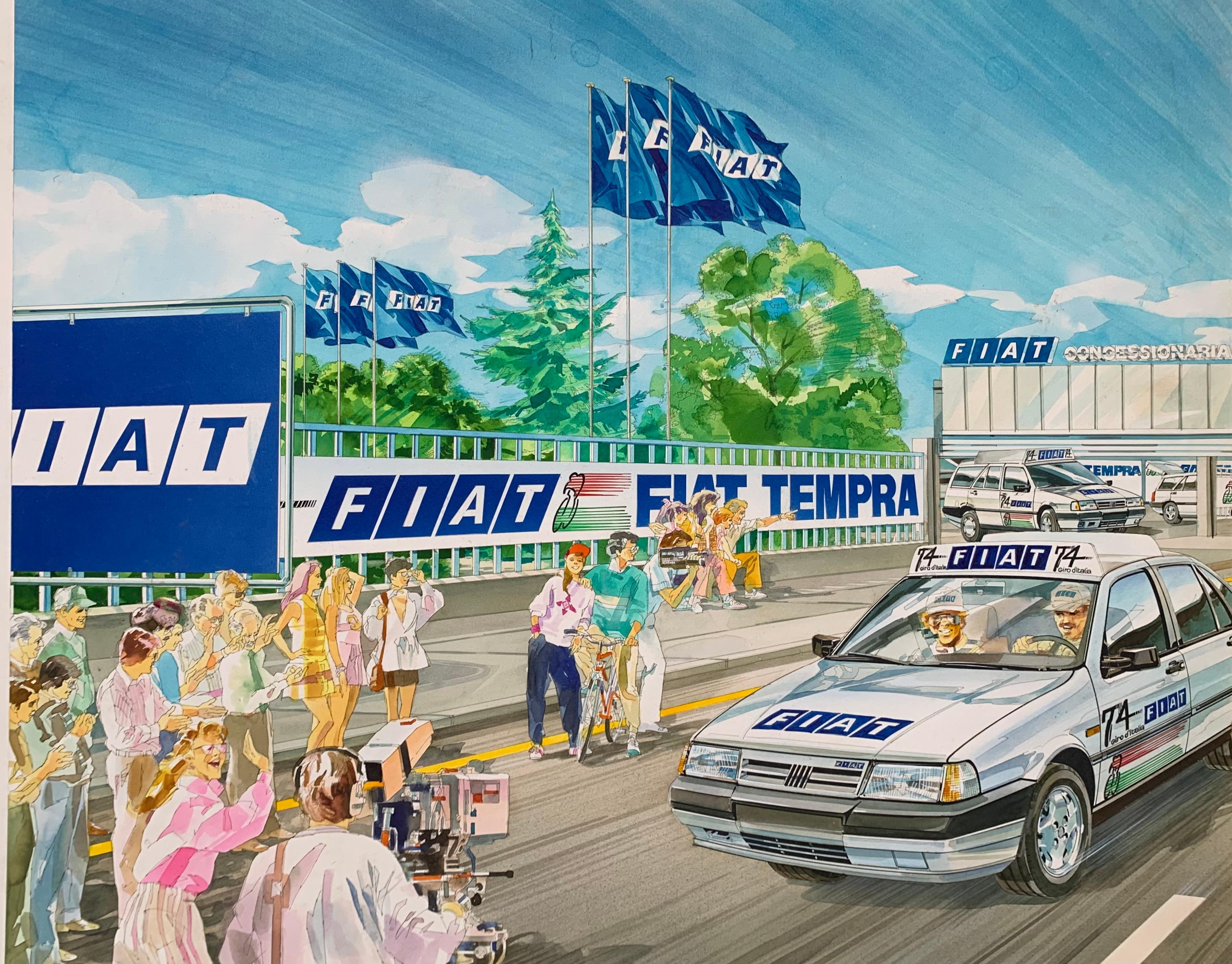 Silombria Marco Landscape Art - Advertising Graphic project for FIAT by Marco Silombria. Circa 1980