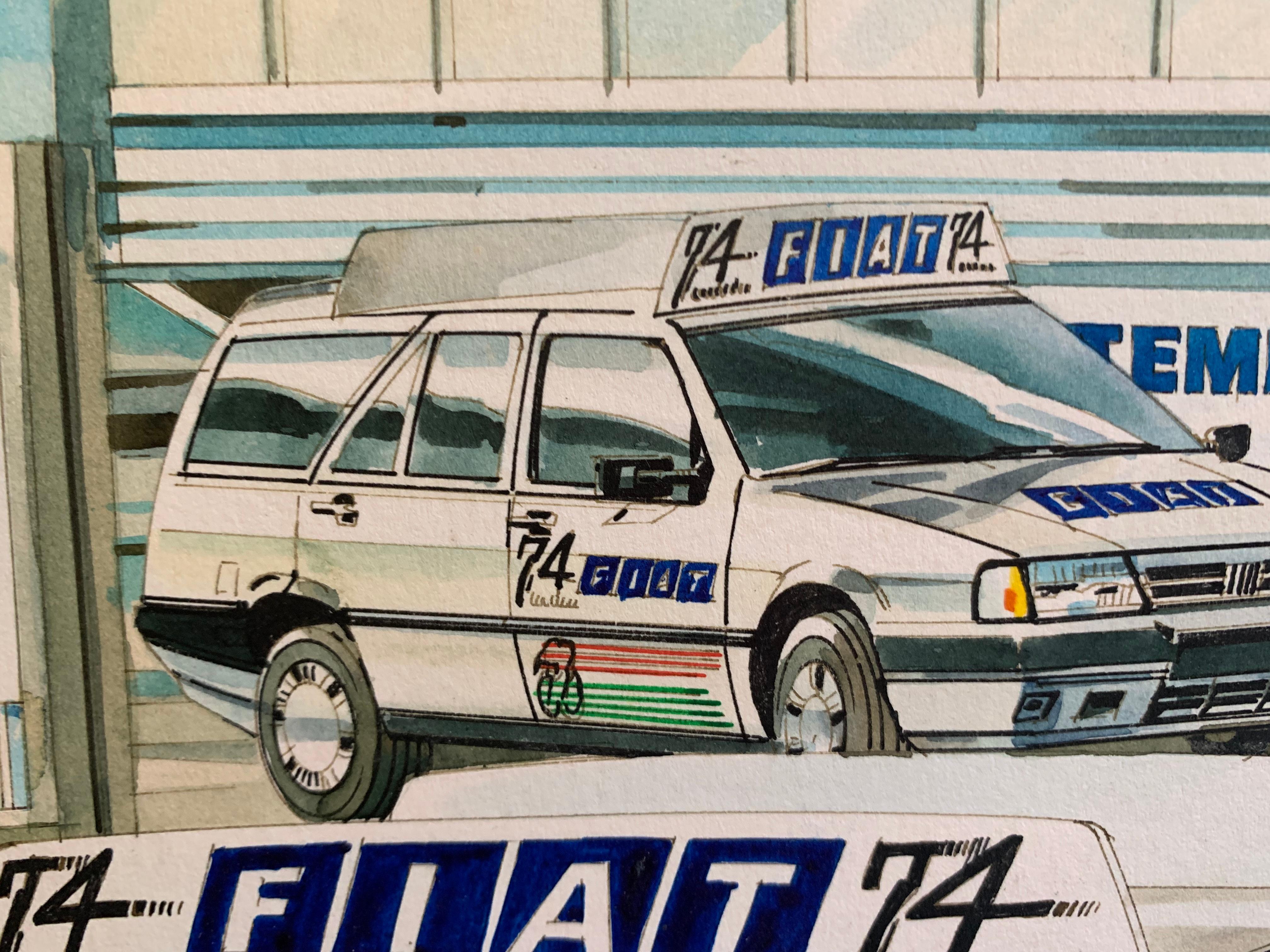 Advertising Graphic project for FIAT by Marco Silombria. Circa 1980 - Painting by Silombria Marco