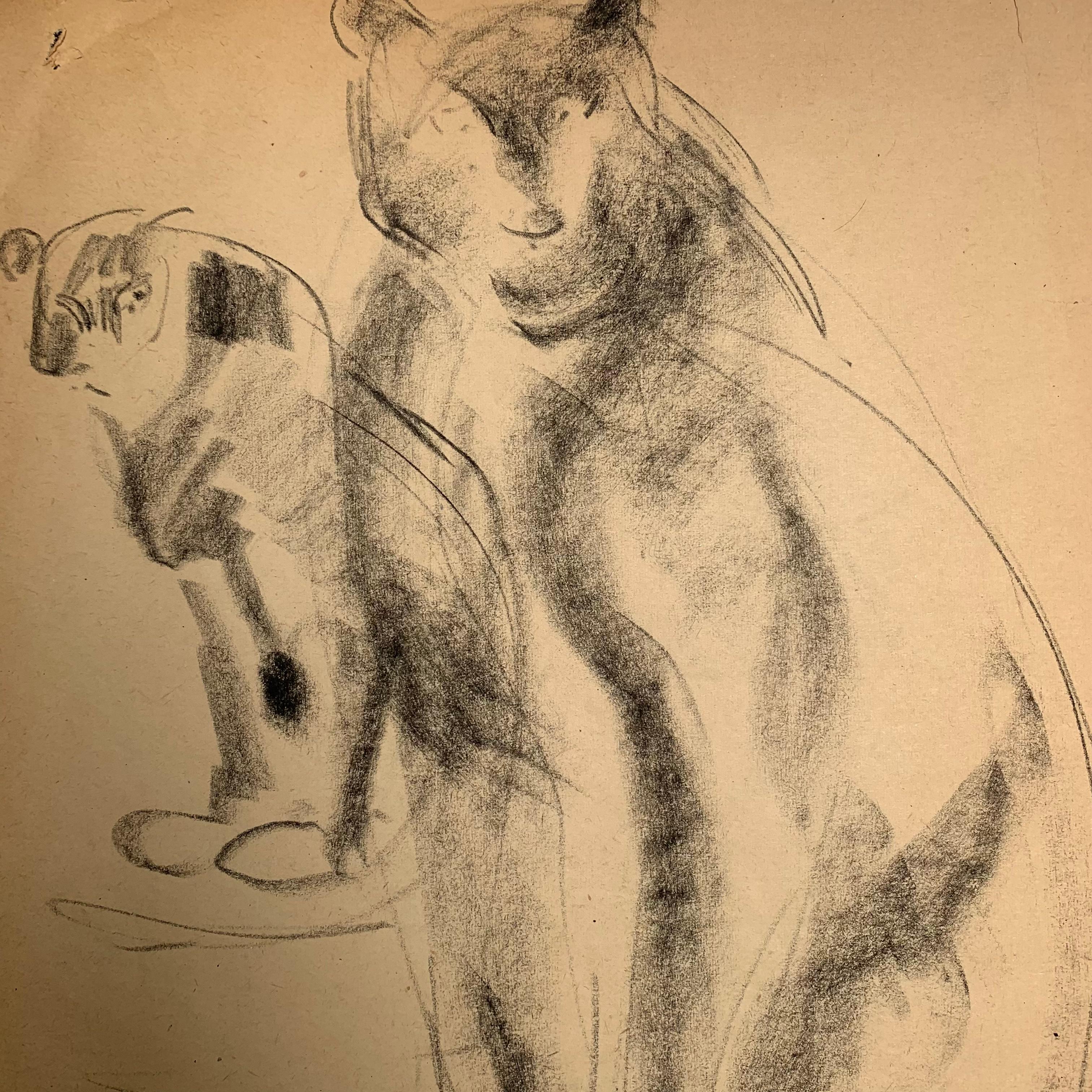 Dibujo de felinos del artista francés Gustave GUETANT (1873-1953) en venta 9