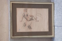 Anatomical study of the seated athletic man and his hands. 19th century
