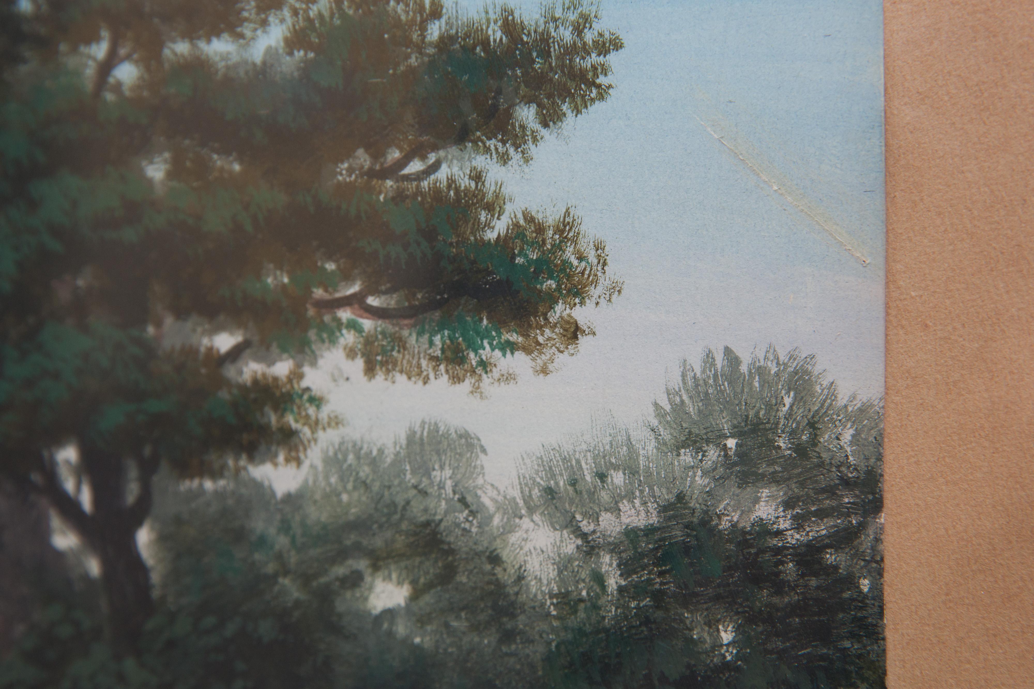 Landschaft mit Ciociaria-Hirten, der Tiberbrücke und Ruinen. (Französische Schule), Painting, von Paul Pascal
