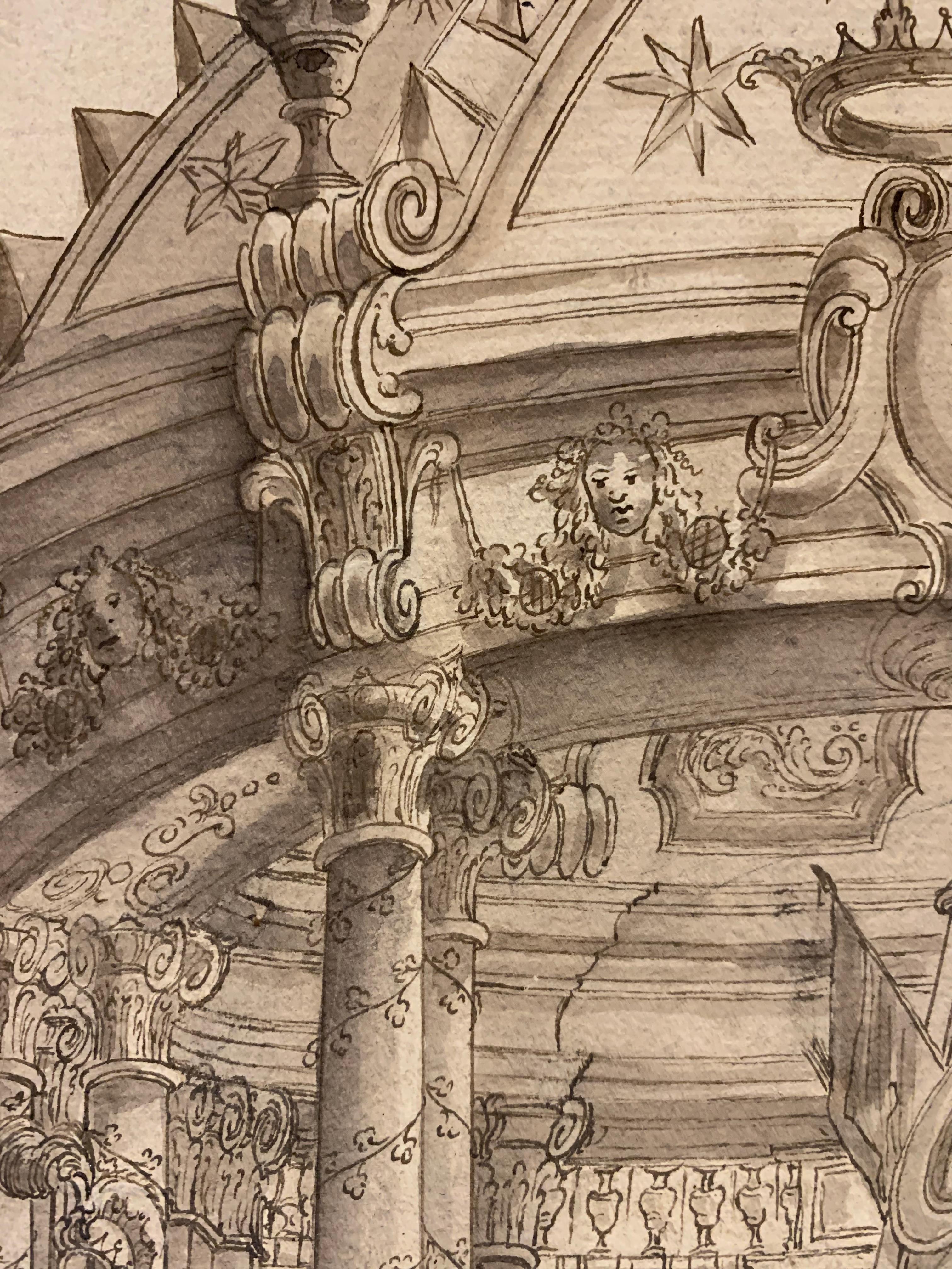 Bühnenbild des Mausoleums. Entourage Galli Bibbiena. (Barock), Art, von Ferdinando Galli Bibbiena