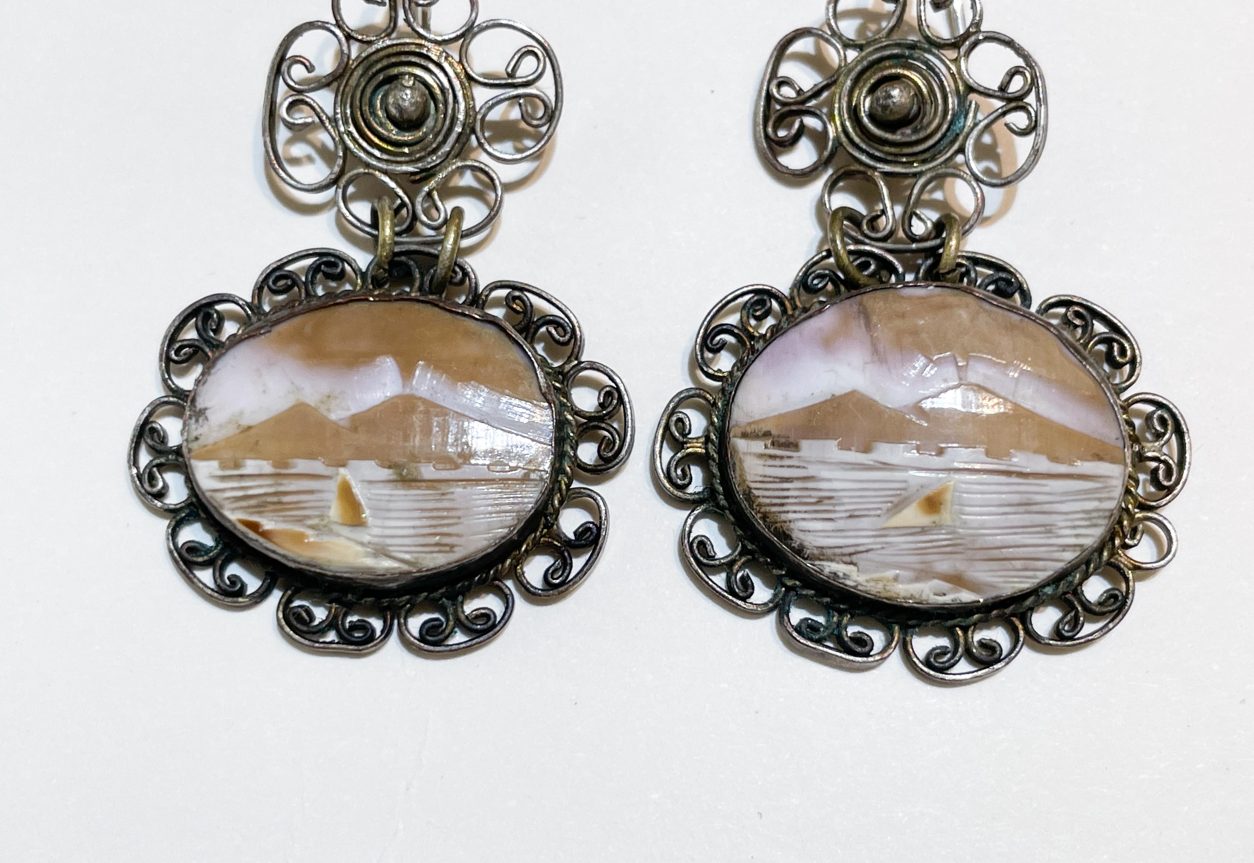 Vintage shell cameo earrings For Sale 1
