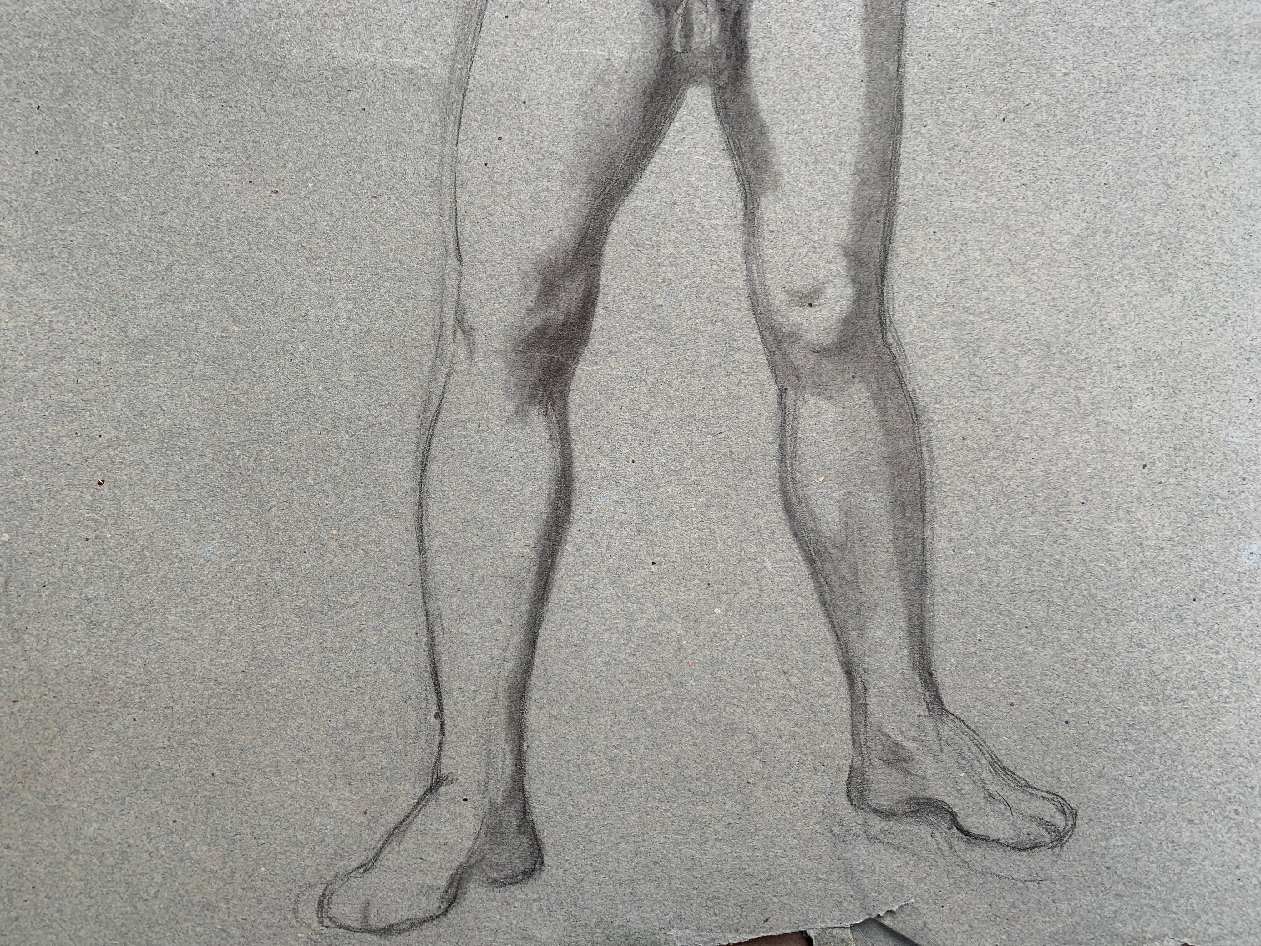Vorbereitende anatomische Studie für die Figur eines Mannes mit Händen im Gesicht. – Art von Enrico Reffo