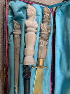 Rare Vesuvius Lava Stone Writing Set. torre Del Greco (naples). XIX