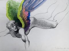Retro Rainbow Angel. Sketches From The Angelesque Series By Marco Silombria. Year 1986