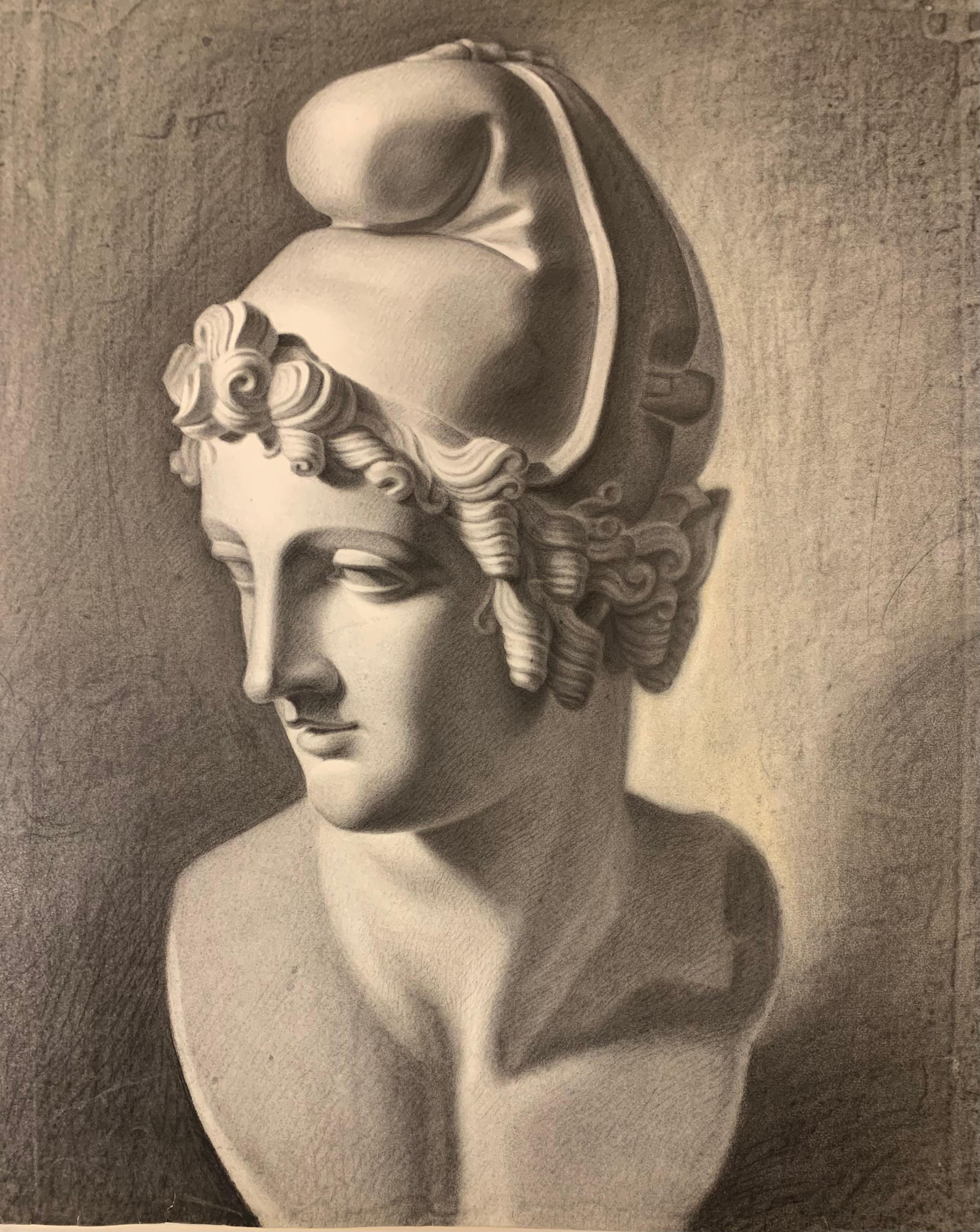 Academic Study of the Head of Paris by Canova (Gypsoteca plaster copy) For Sale 6