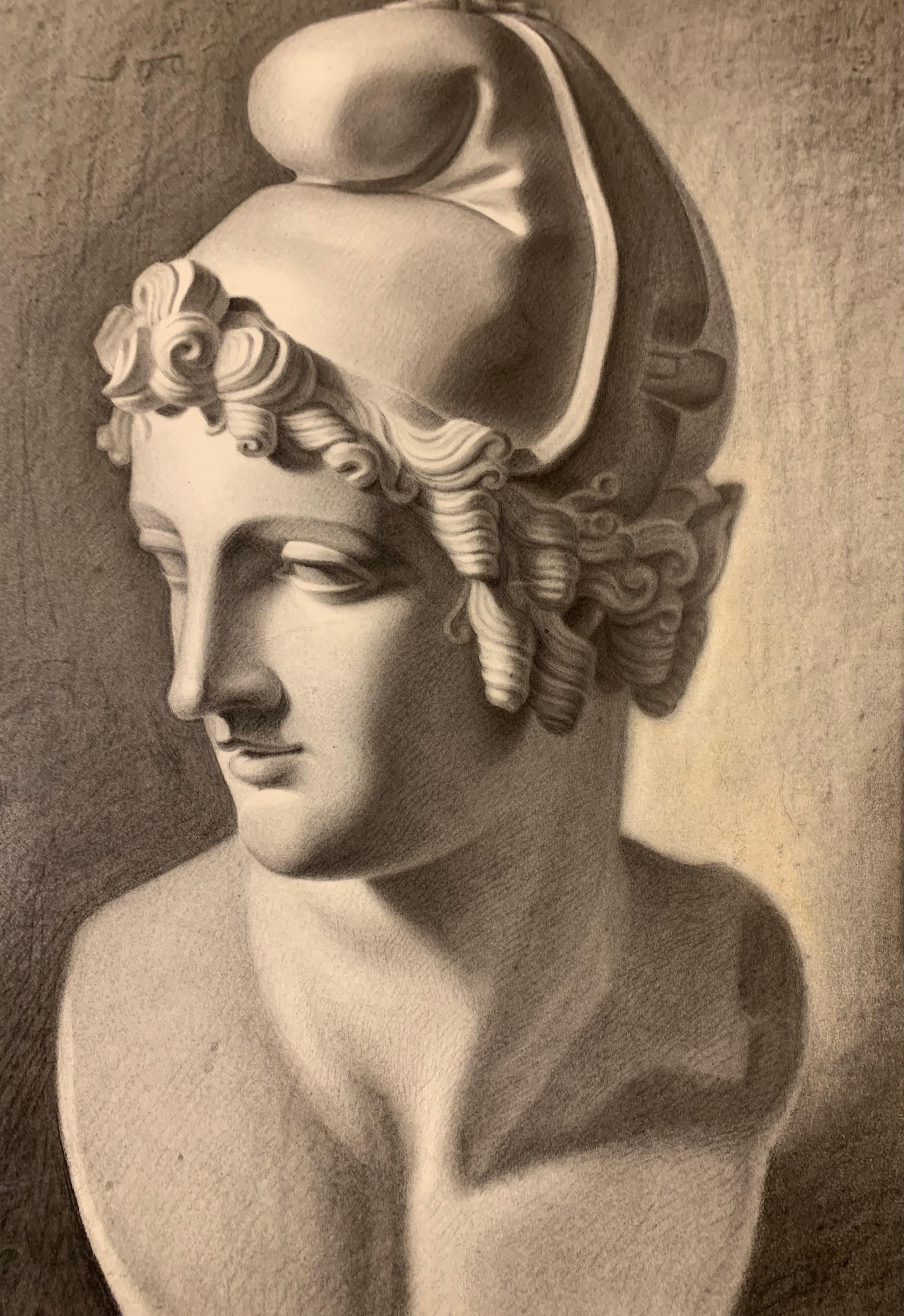 Academic Study of the Head of Paris by Canova (Gypsoteca plaster copy) For Sale 5