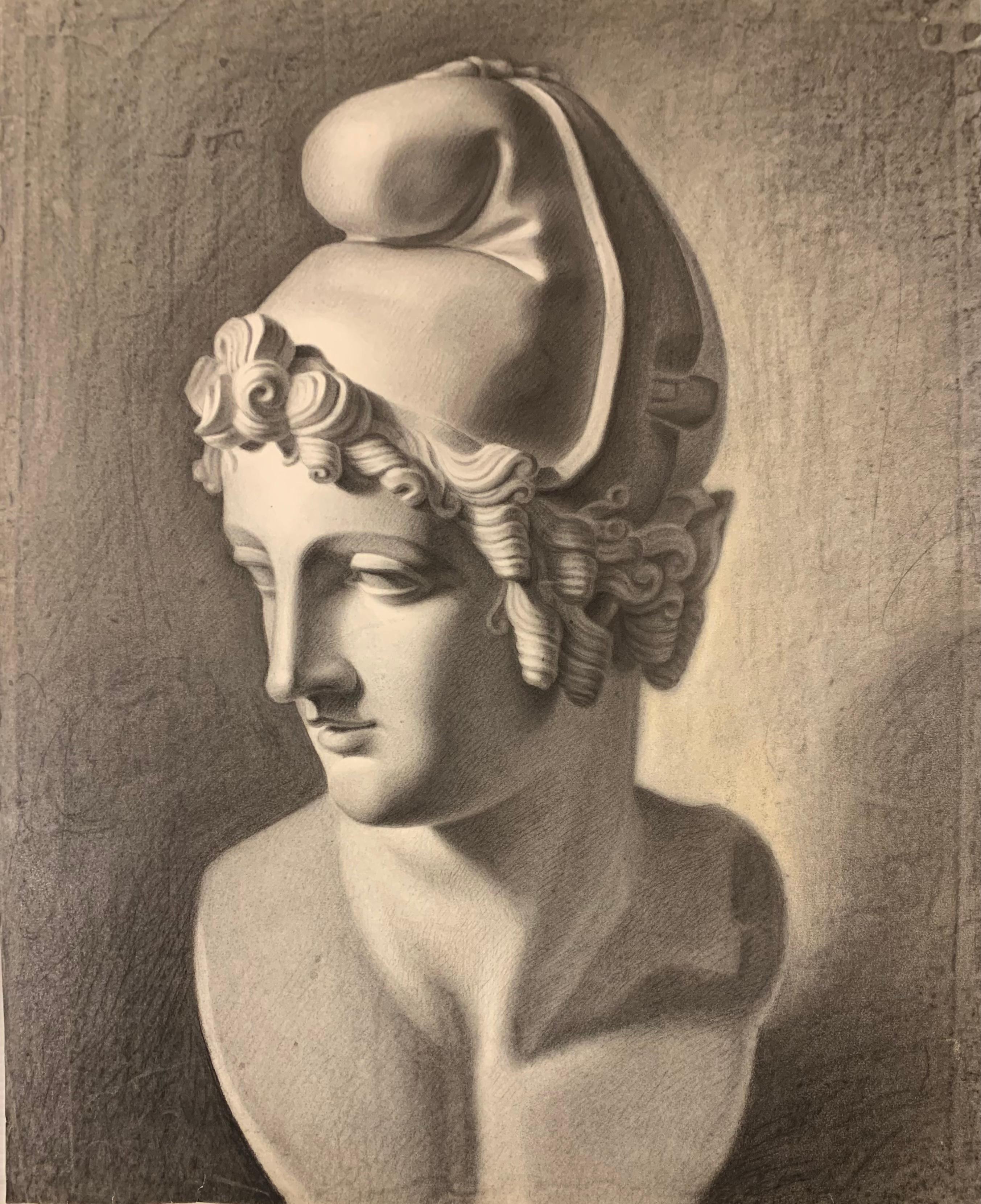 Academic Study of the Head of Paris by Canova (Gypsoteca plaster copy) For Sale 7