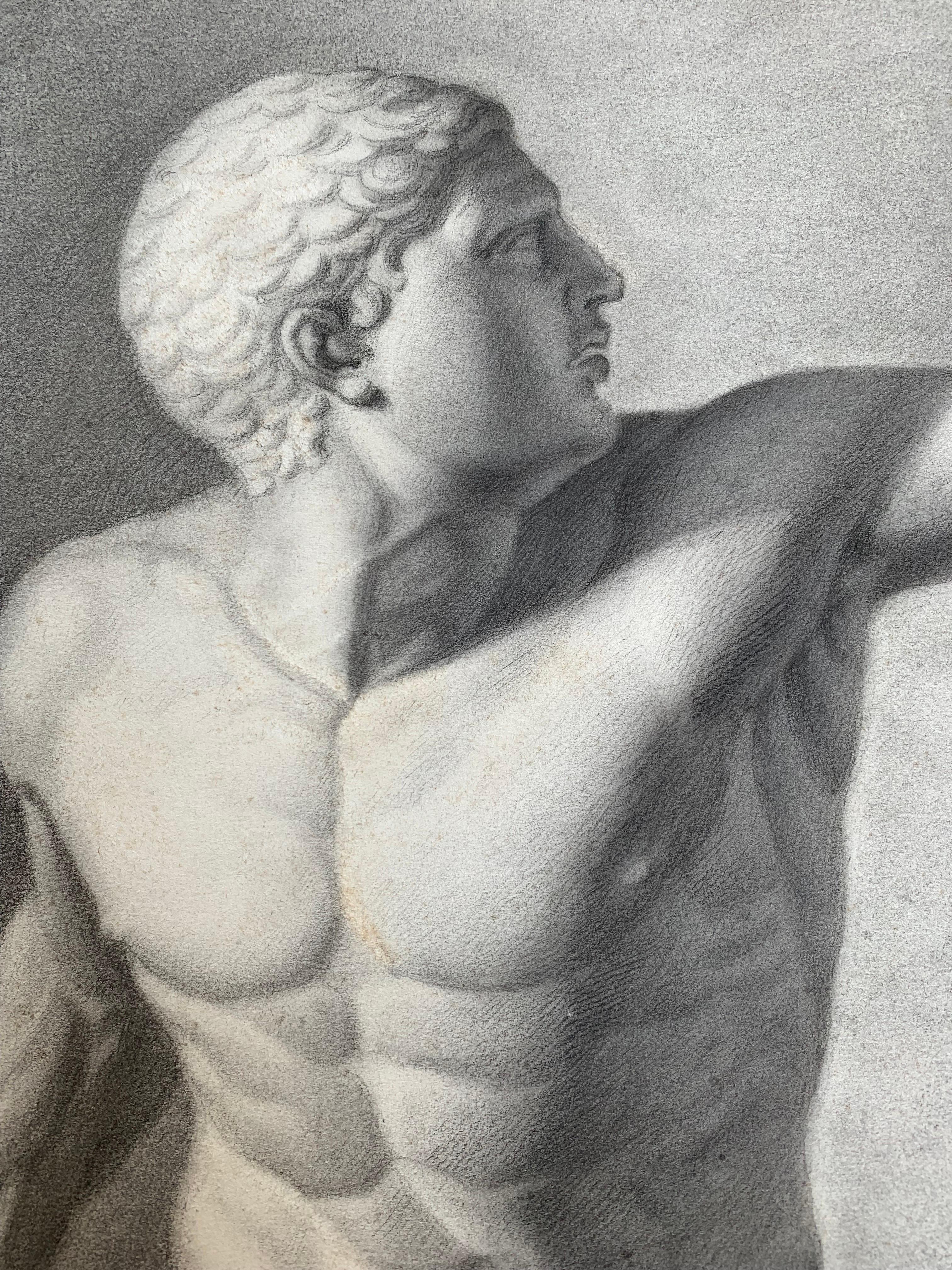 Academic study of Gladiator from Galleria Borghese. XIX century 1