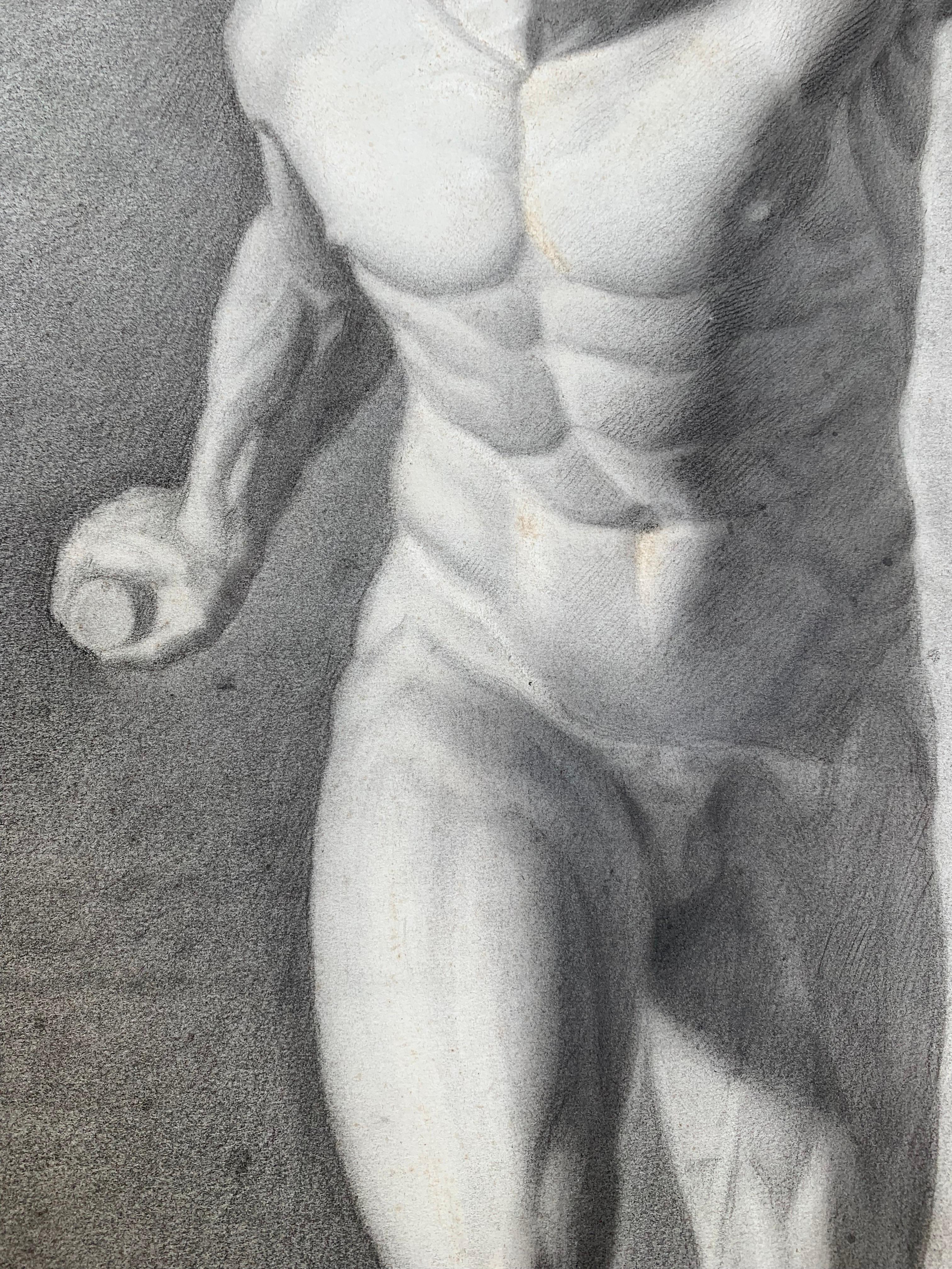 Academic study of Gladiator from Galleria Borghese. XIX century For Sale 6