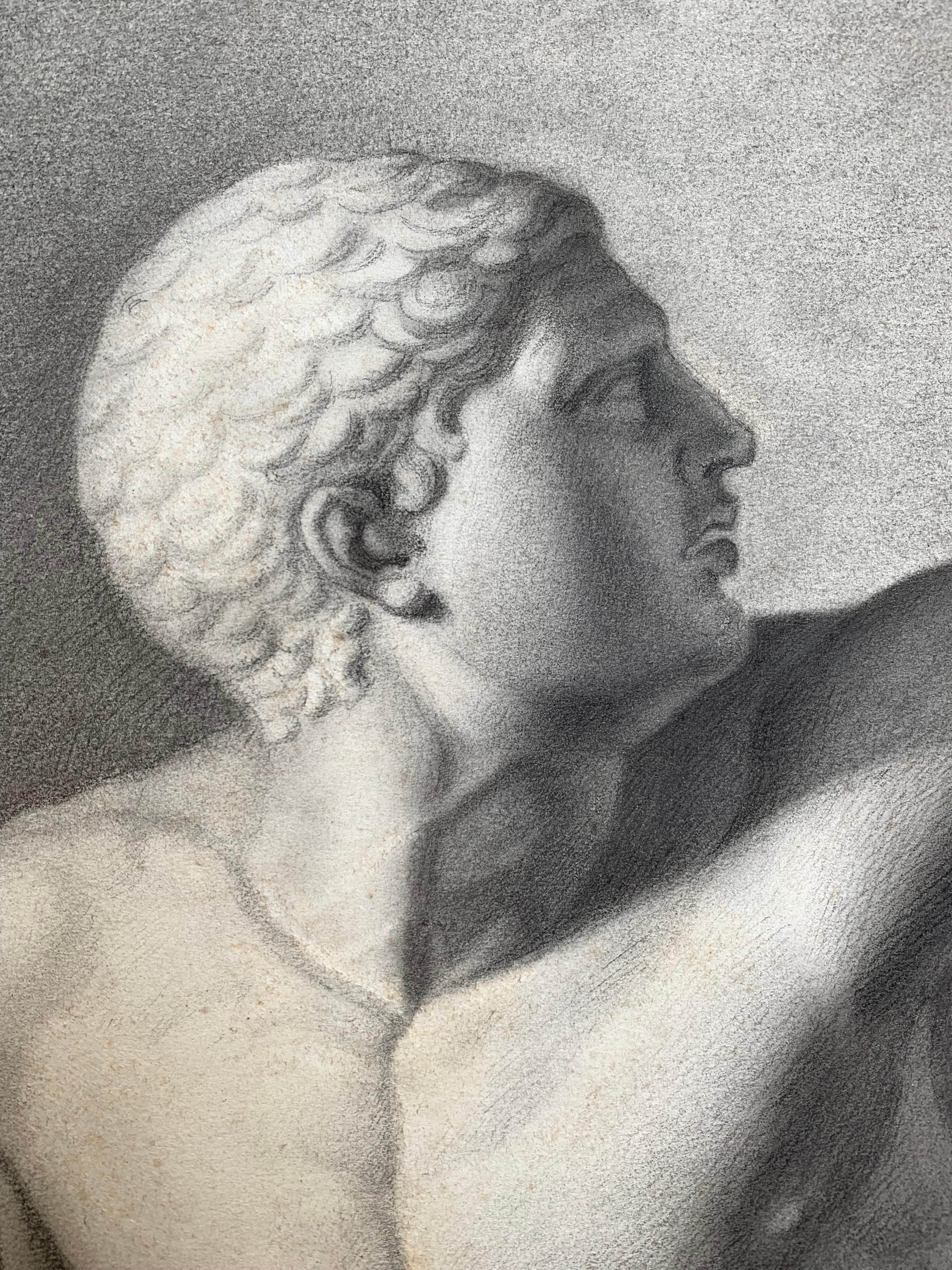 Academic study of Gladiator from Galleria Borghese. XIX century 7
