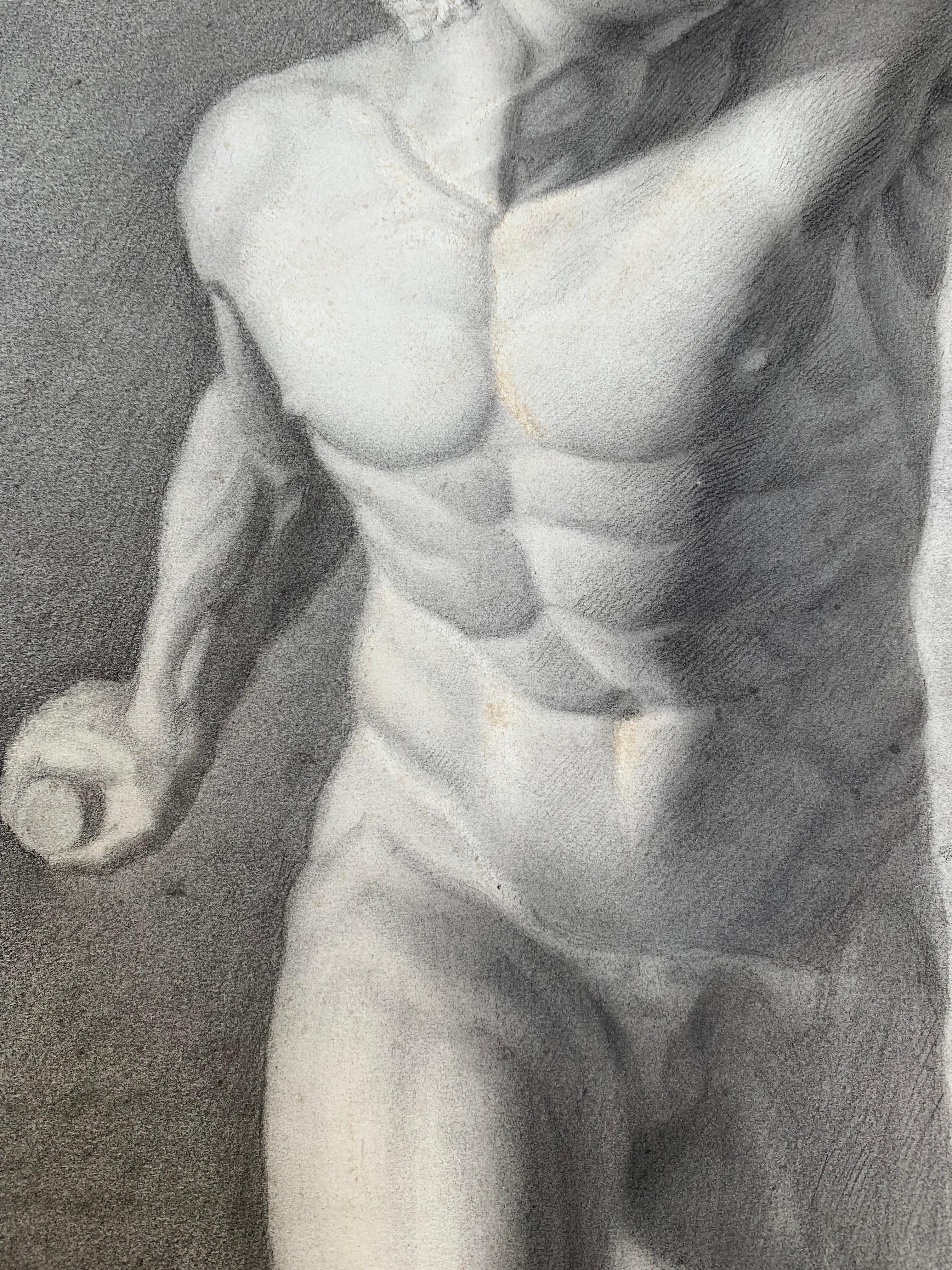 Academic study of Gladiator from Galleria Borghese. XIX century For Sale 8