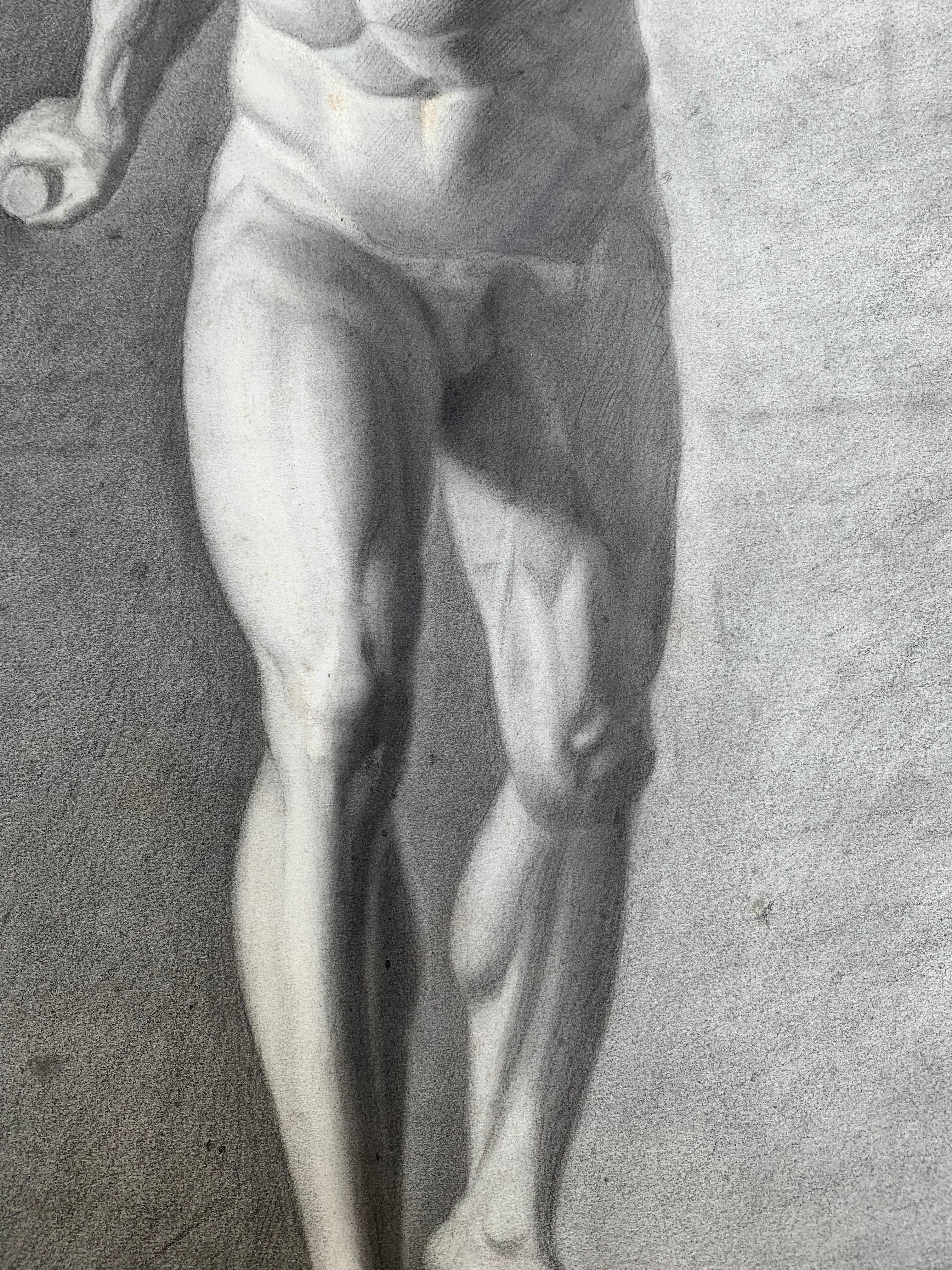 Academic study of Gladiator from Galleria Borghese. XIX century 9