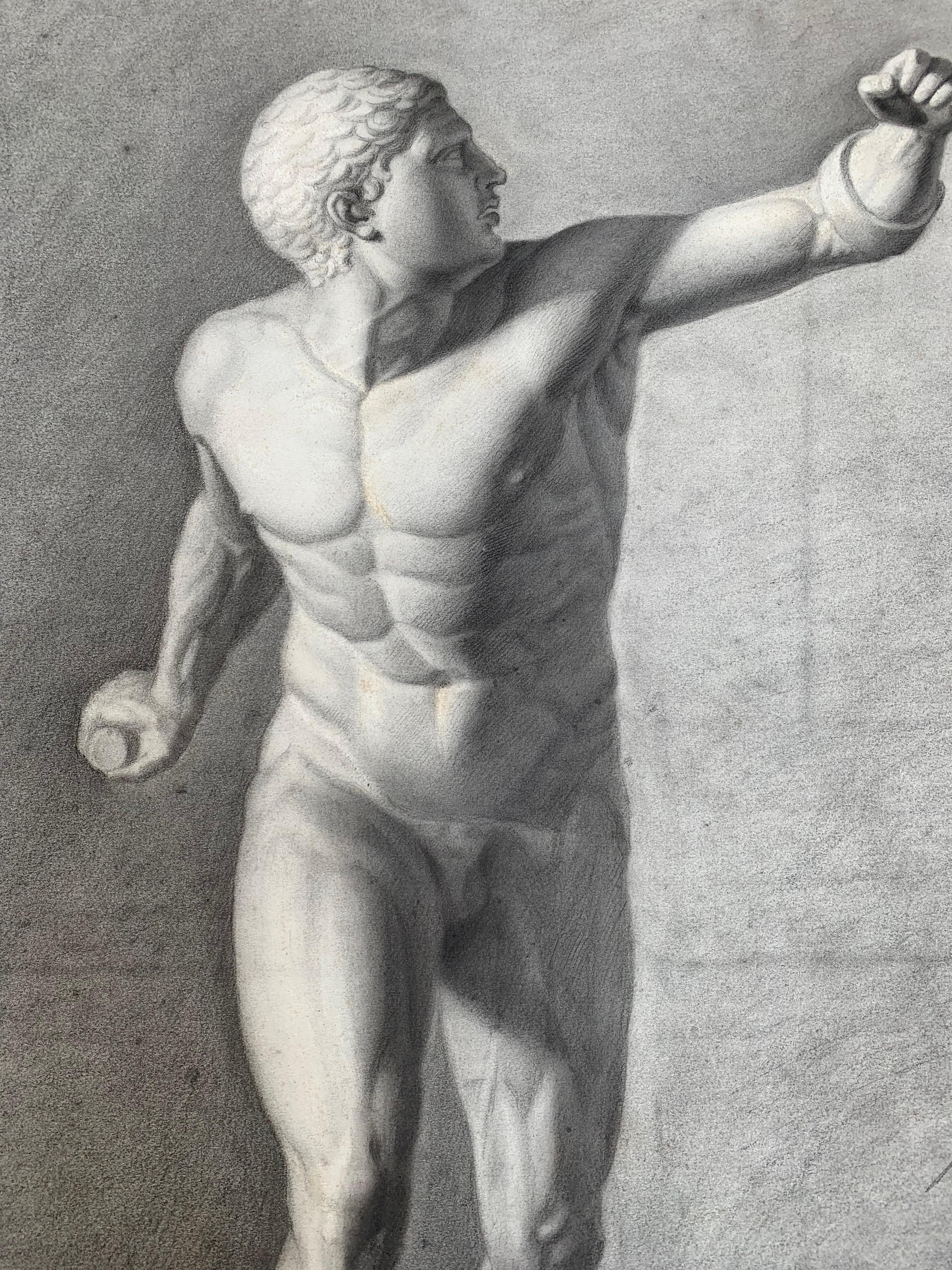 Academic study of Gladiator from Galleria Borghese. XIX century - Art by Unknown